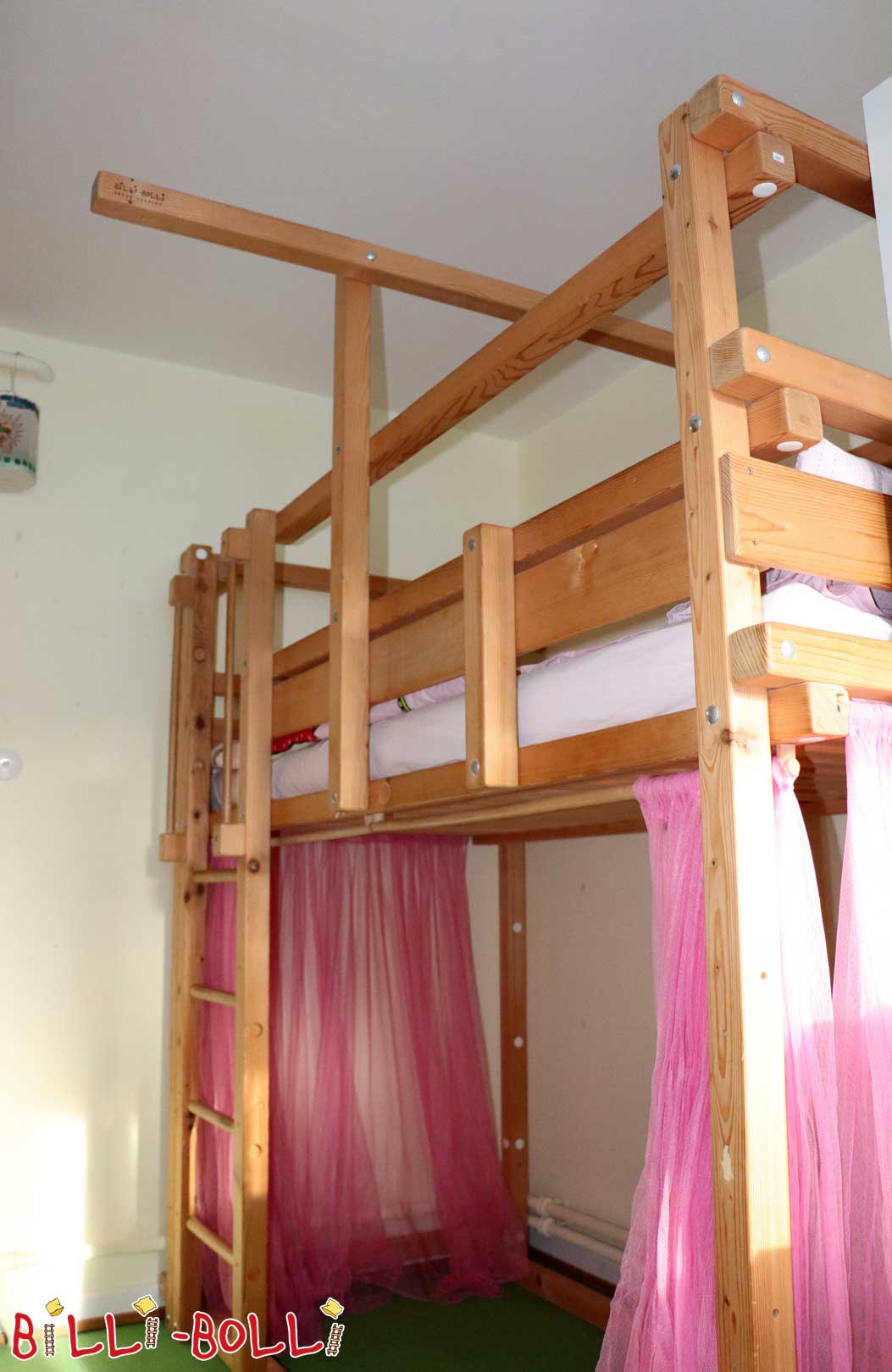 Loft bed, spruce untreated, 90 x 200 cm (Category: second hand loft bed)