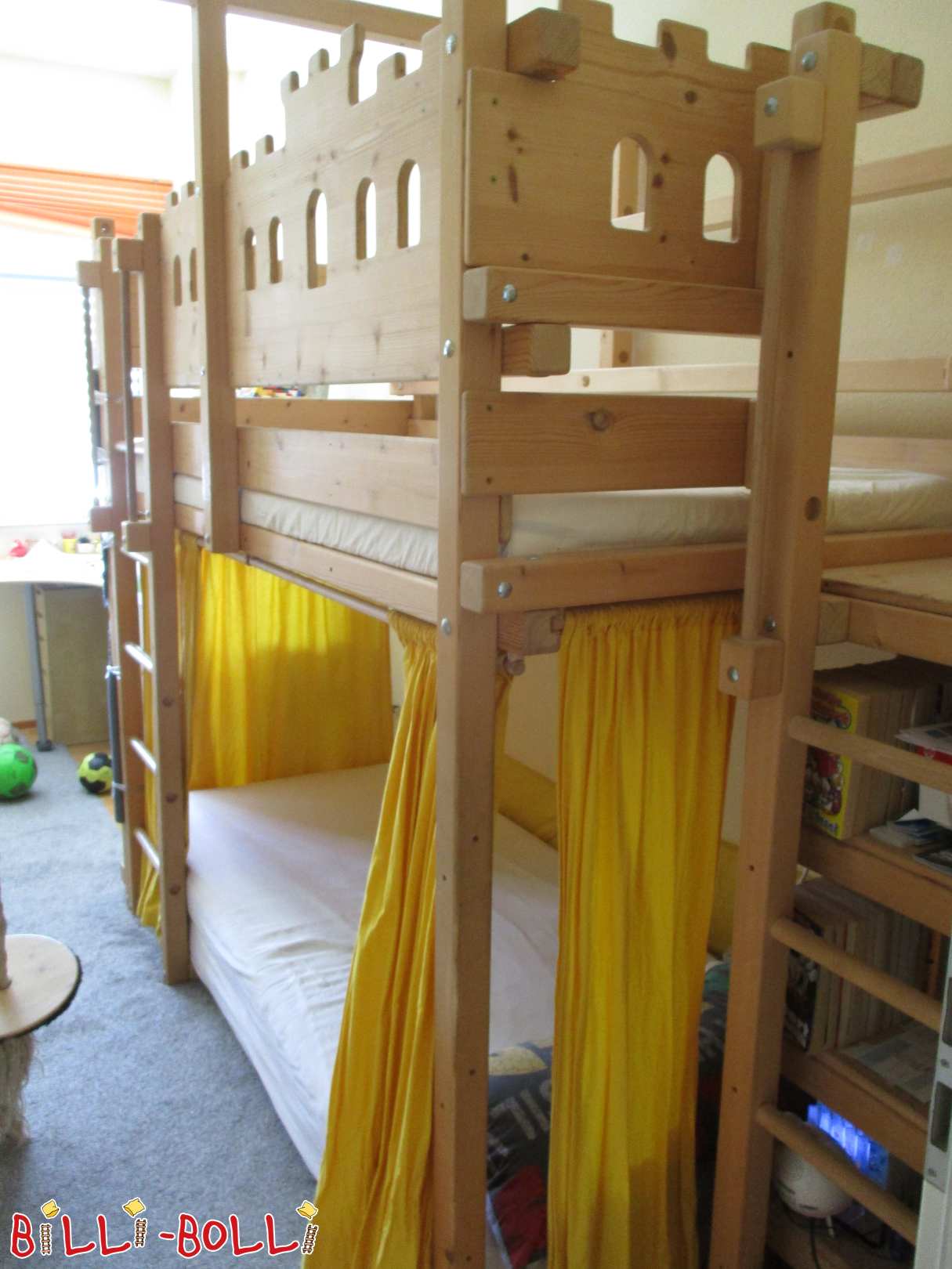 Spruce Loftbett, onbehandelt mat Klotertuerm (Kategorie: Loftbett wiisst mat Iech benotzt)
