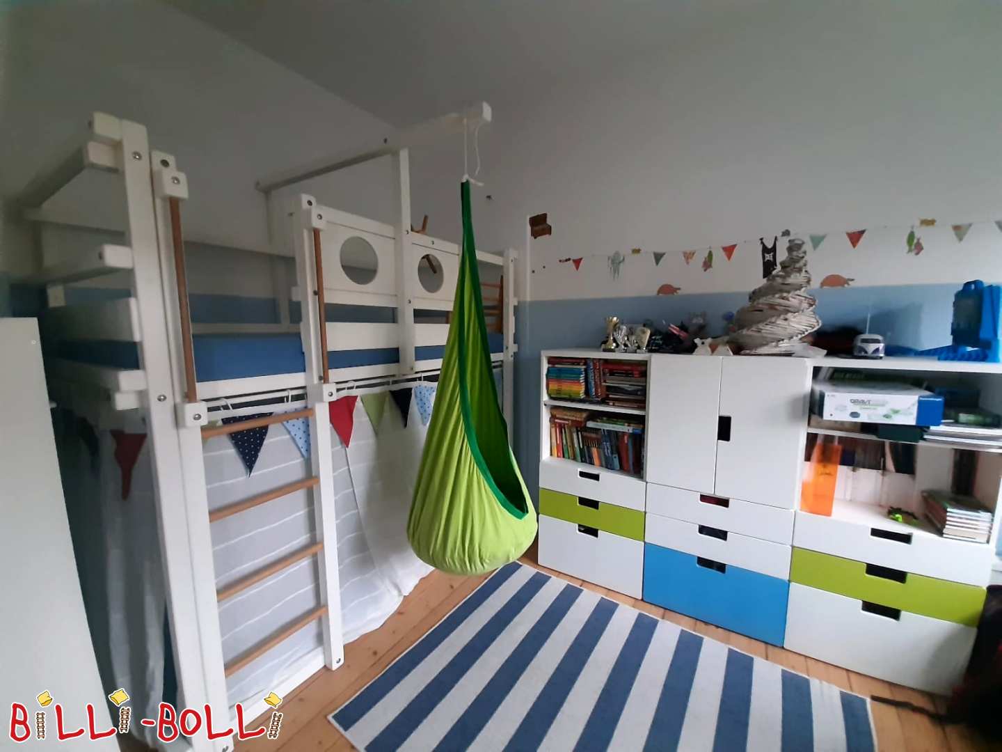 Letto a soppalco in abete, laccato bianco con accessori in Bayreuth (Categoria: letto a soppalco usato)