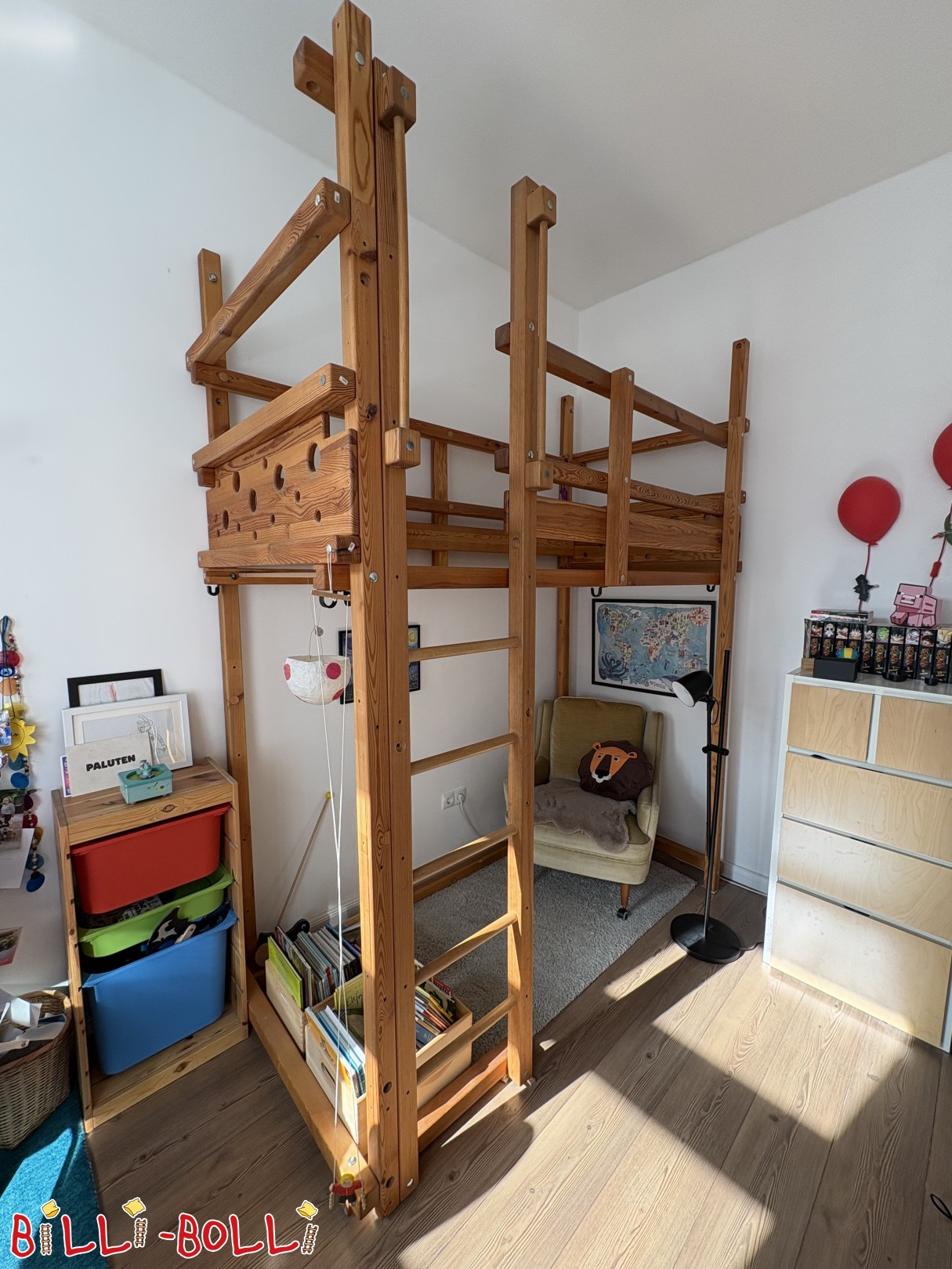 Cama alta combinada de "pirata" + cama alta de estudante (Categoria: Cama alta que cresce com a criança usada)