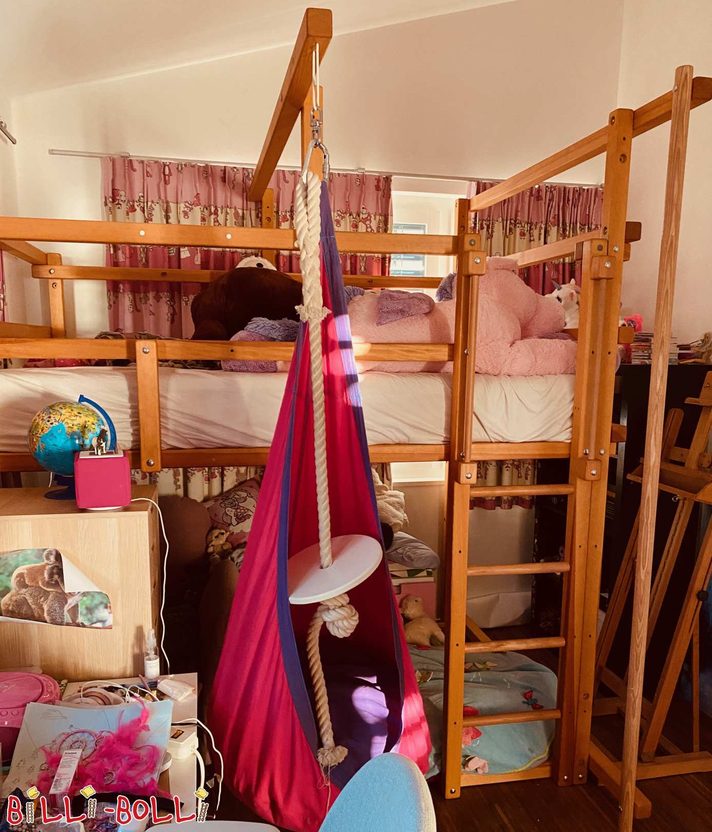 Łóżko antreglasowe ze słupem strażackim 140x200 cm, sosna w kolorze miodowym (Kategoria: Łóżko na poddaszu rośnie wraz z dzieckiem used)
