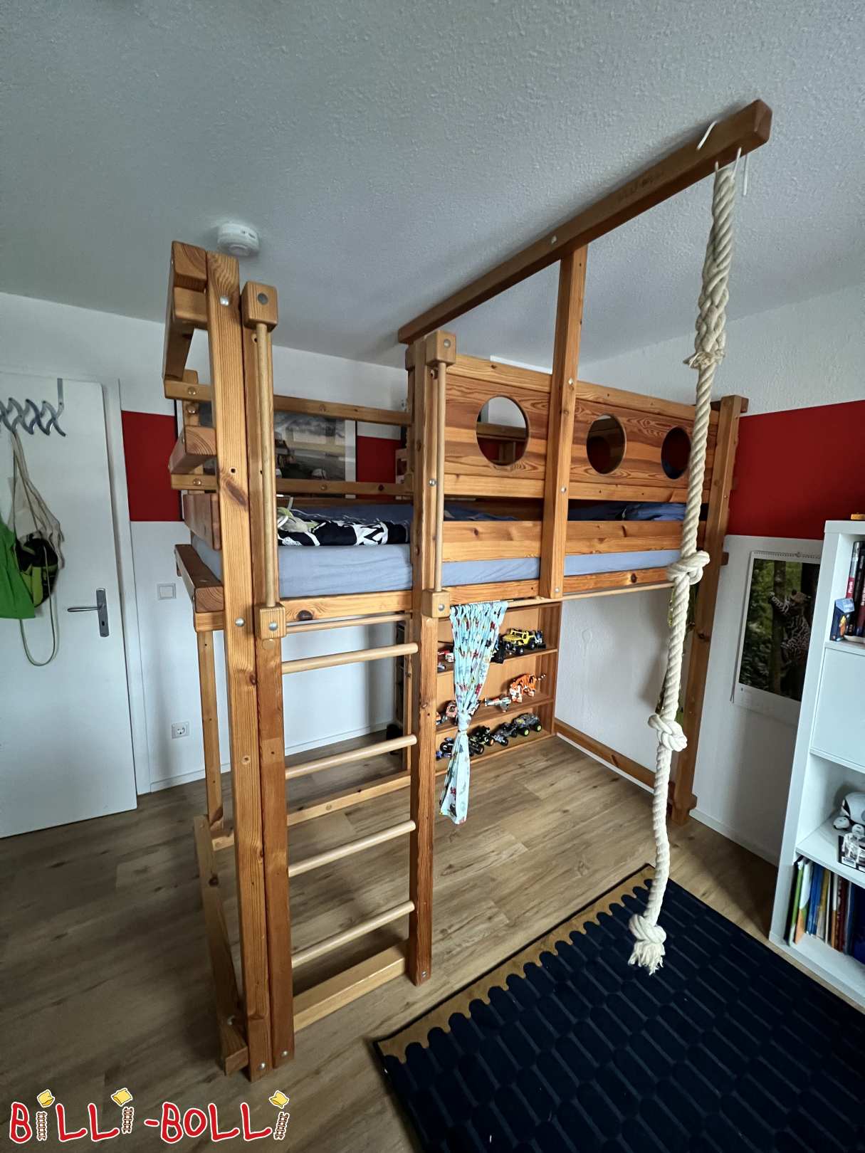 Lit surélevé avec planches de couchette et accessoires en pin non traité, Winnenden (Catégorie : Lit mezzanine évolutif de seconde-main)