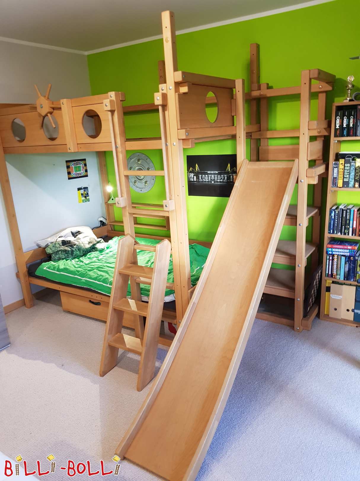 Loft bed with slide tower 120 x 200 cm made of beech in Berlin (Category: second hand loft bed)