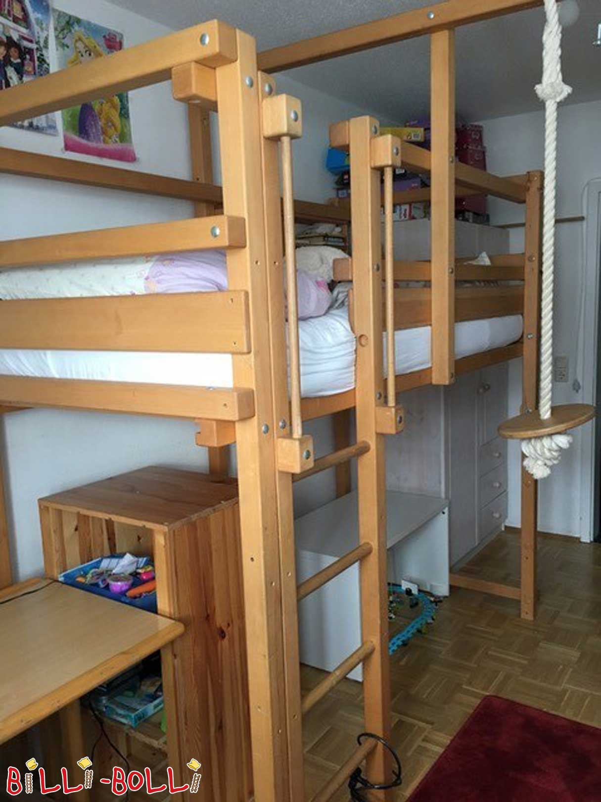 Loft bed growing, 90 x 200cm, beech oiled-waxed (Category: second hand loft bed)