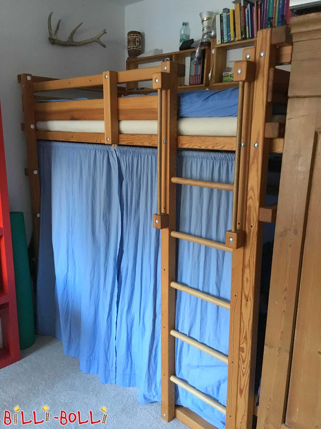 Vysoká posteľ rastúca s dieťaťom, 100 x 190, olejovaná voskovaná borovica (Kategória: Použitá vysoká posteľ)