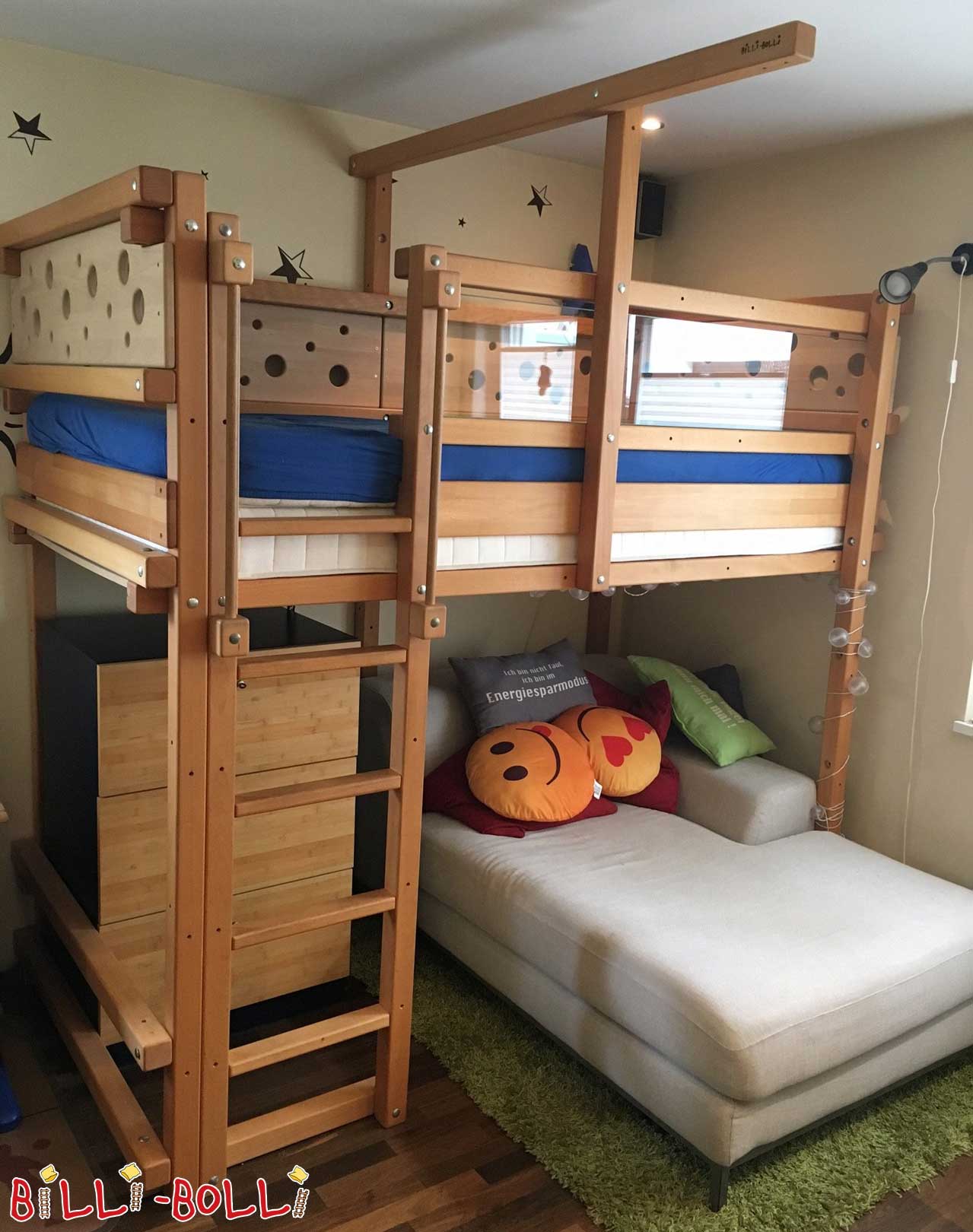 Łóżko na poddaszu rosnące wraz z dzieckiem, 100 x 200 cm, buk olejowany (Kategoria: Używane łóżko na poddaszu)