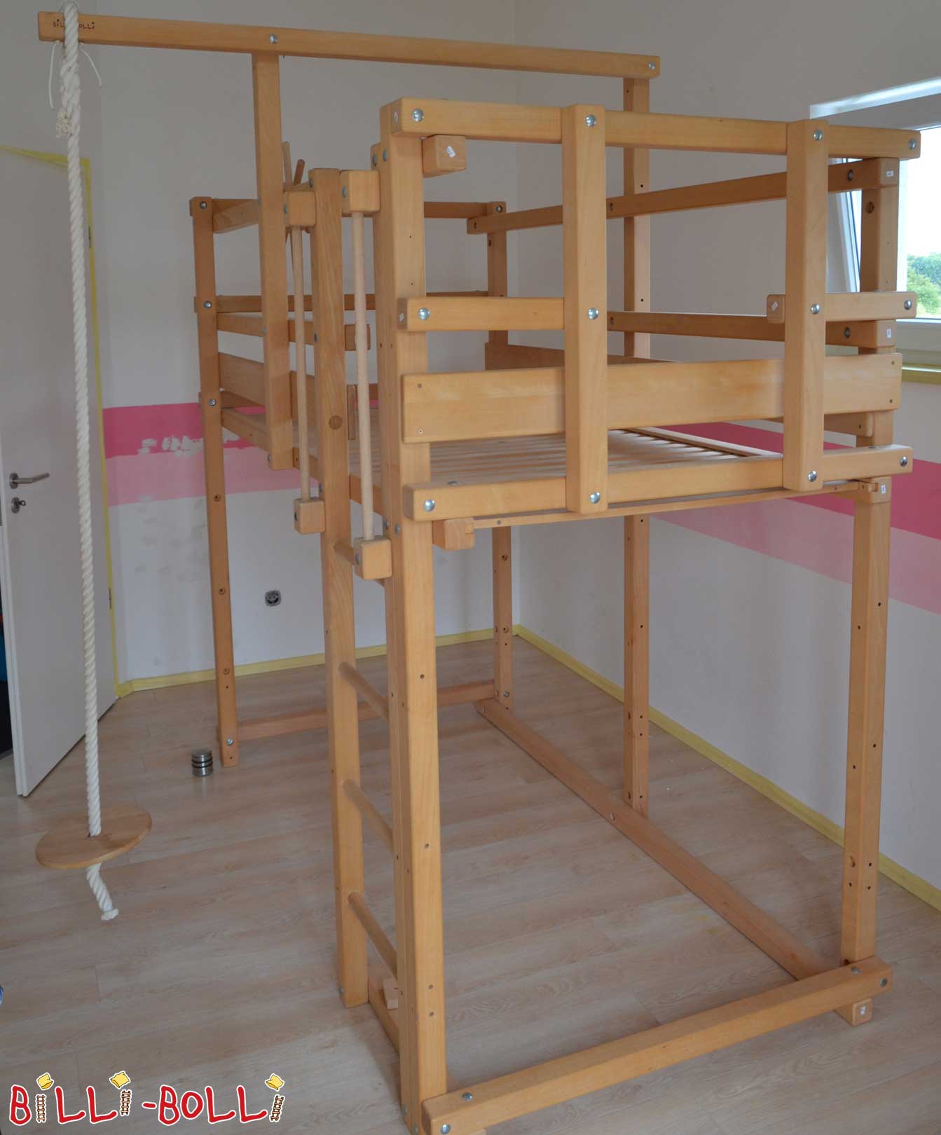 سرير علوي ينمو مع الطفل ، 100 × 200 سم ، خشب زان غير معالج (باب: سرير علوي مستعمل)