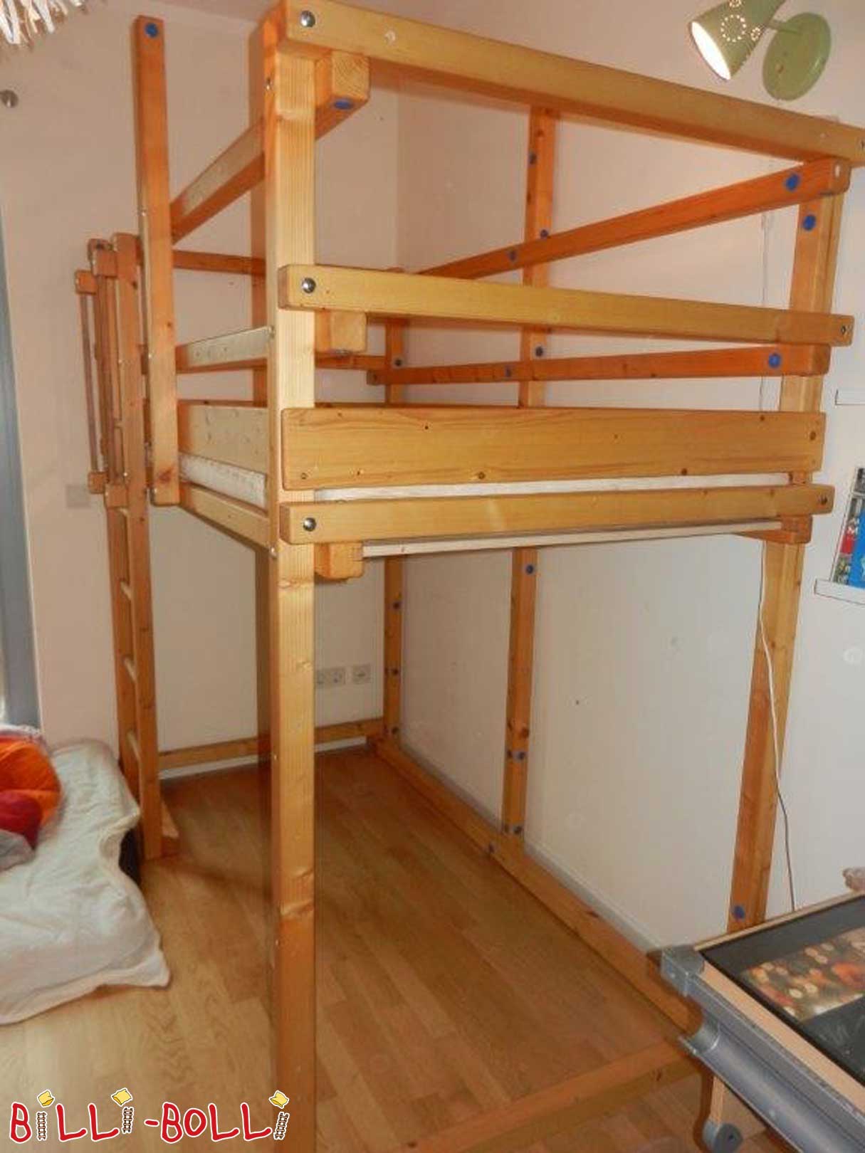 Loft bed growing with the child, 100 x 200 cm, oiled-waxed spruce (Category: second hand loft bed)