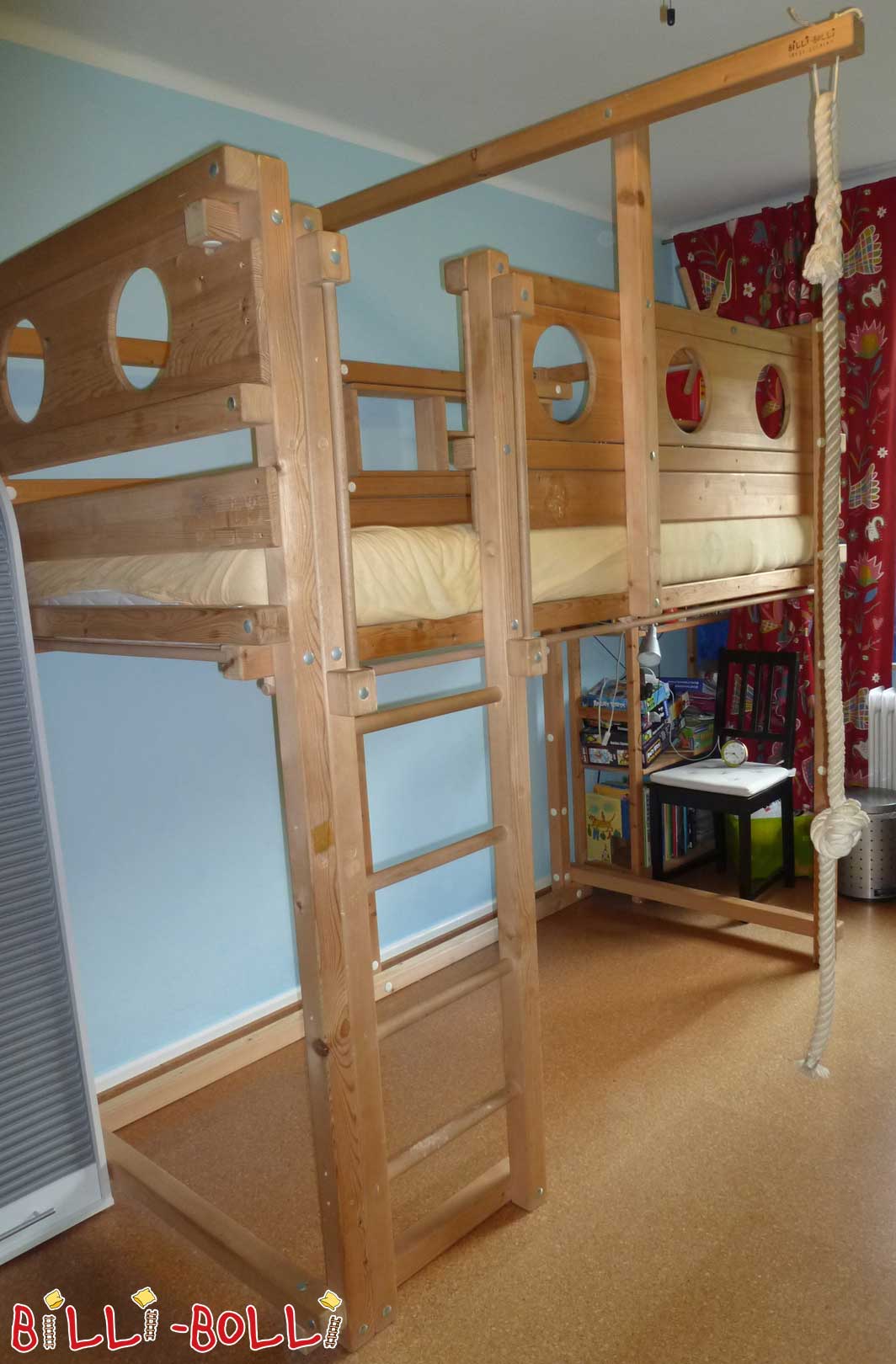 Loftbett dat mat Iech wiisst, 100 x 200 cm, Fiicht, onbehandelt (Kategorie: Loft Bett néideg)