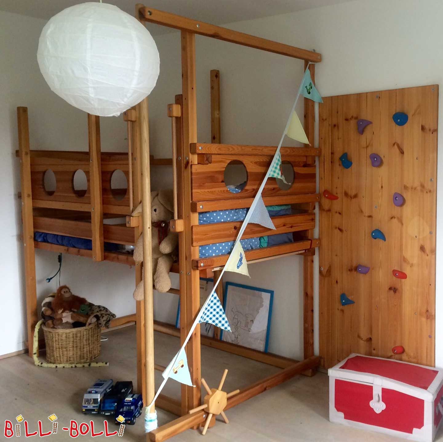 Loftbett, dat mat Iech wiisst, 100 x 200 cm, geölt-waxed Pinien (Kategorie: Loft Bett néideg)