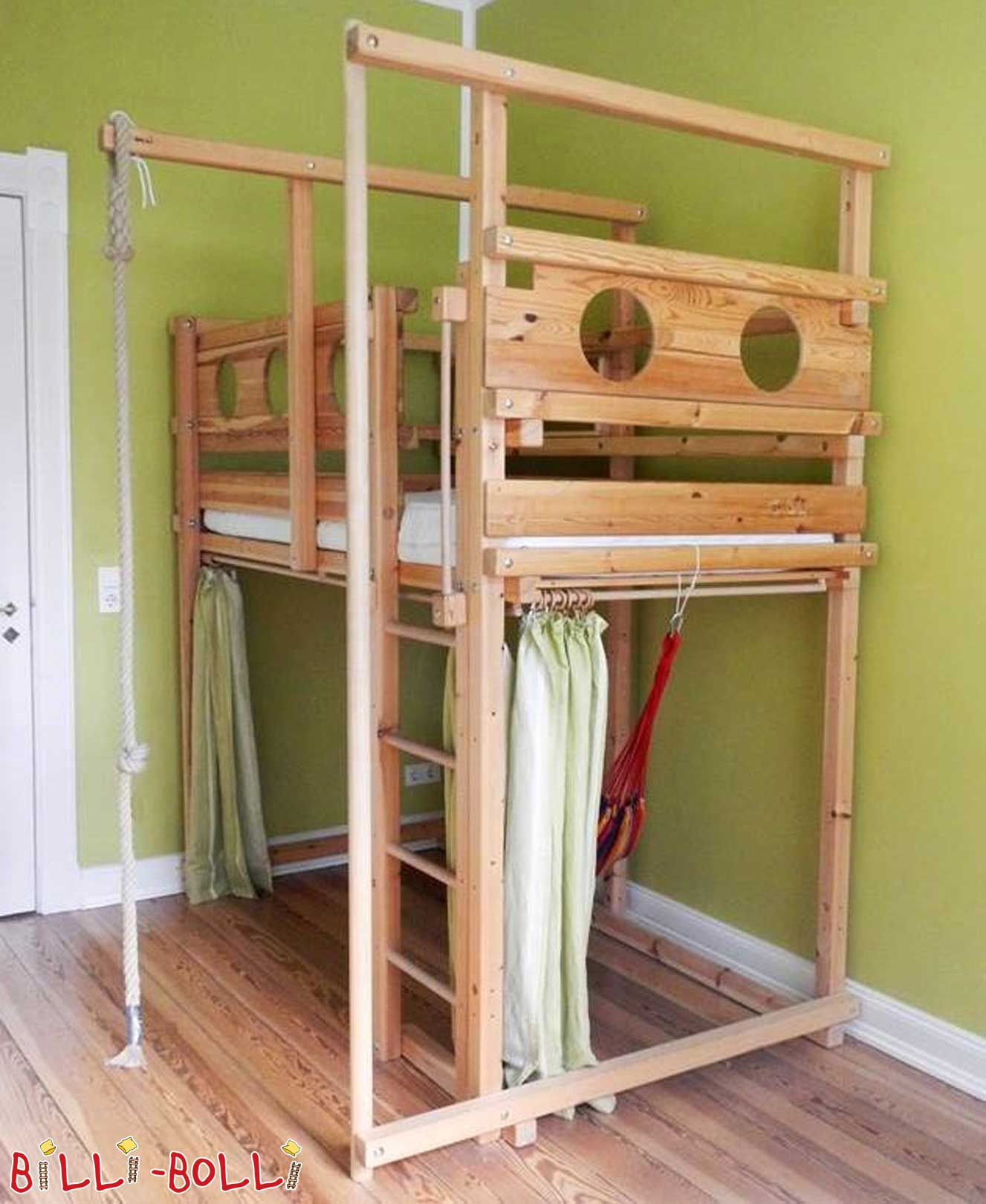 Palėpės lova, auganti su vaiku, 100 x 200 cm, pušis neapdorotas (Kategorija: Naudojama palėpės lova)