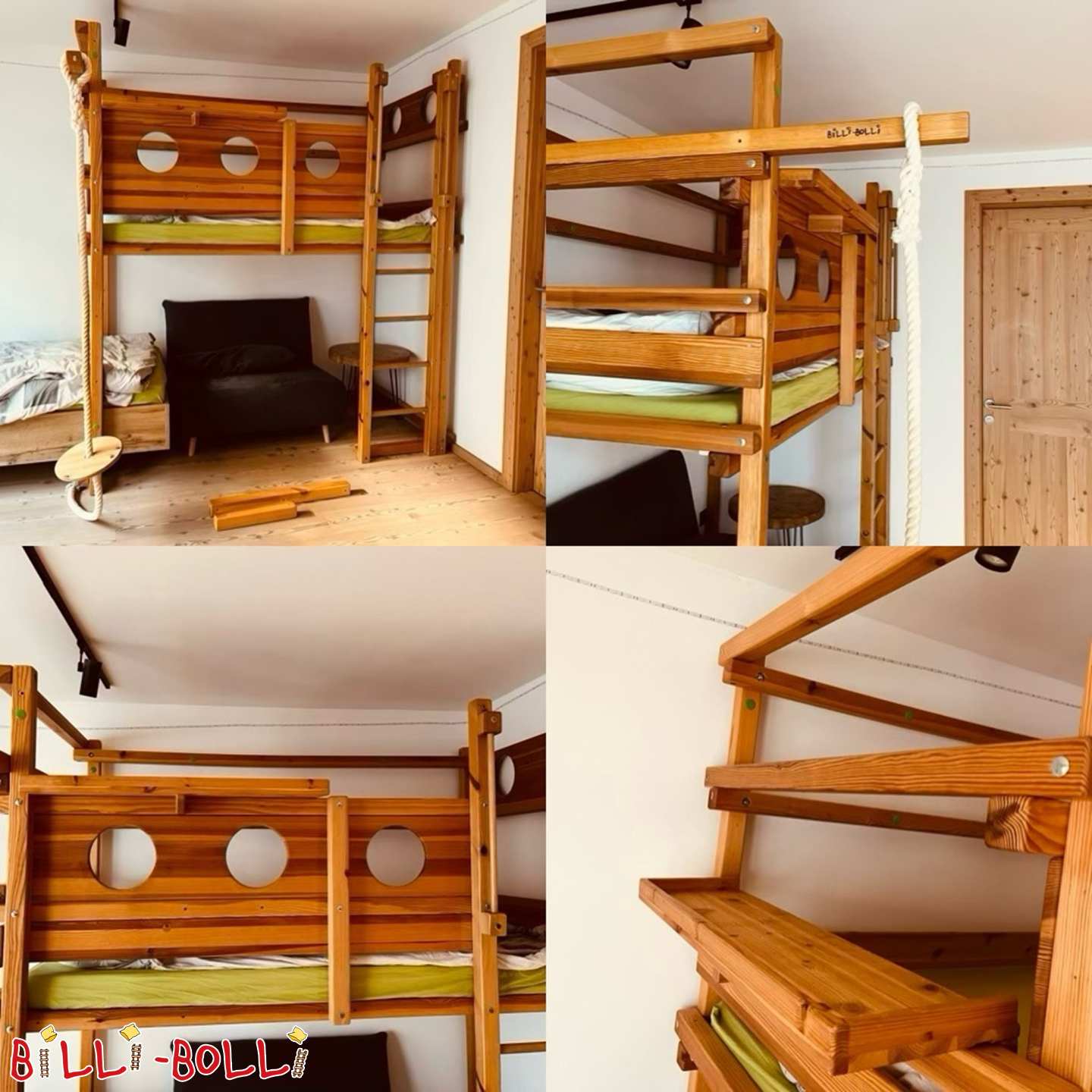 Loft bed that grows with the child, 100x200 cm, extra high feet and ladder (228.5 cm) (Category: Loft Bed Adjustable by Age pre-owned)