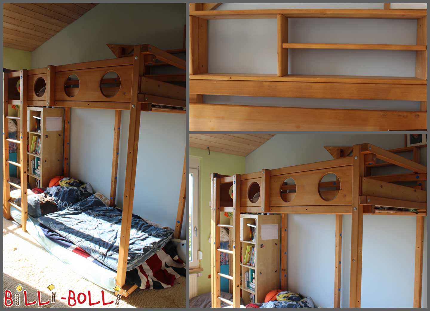 Podstrešna postelja, ki raste z 100x200, smreka, medena barva naoljena (Kategorija: Uporabljeno podstrešno ležišče)
