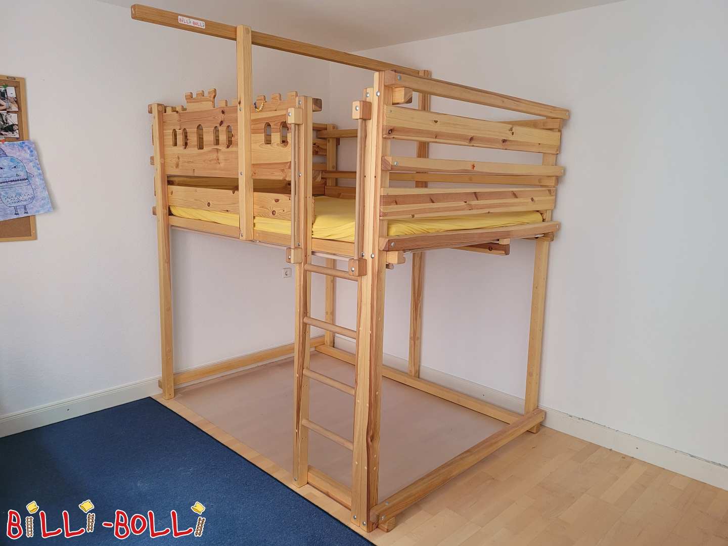 Loft bed growing with the child, 140 x 200 cm, pine oiled-waxed in Stuttgart (Category: Loft Bed Adjustable by Age pre-owned)