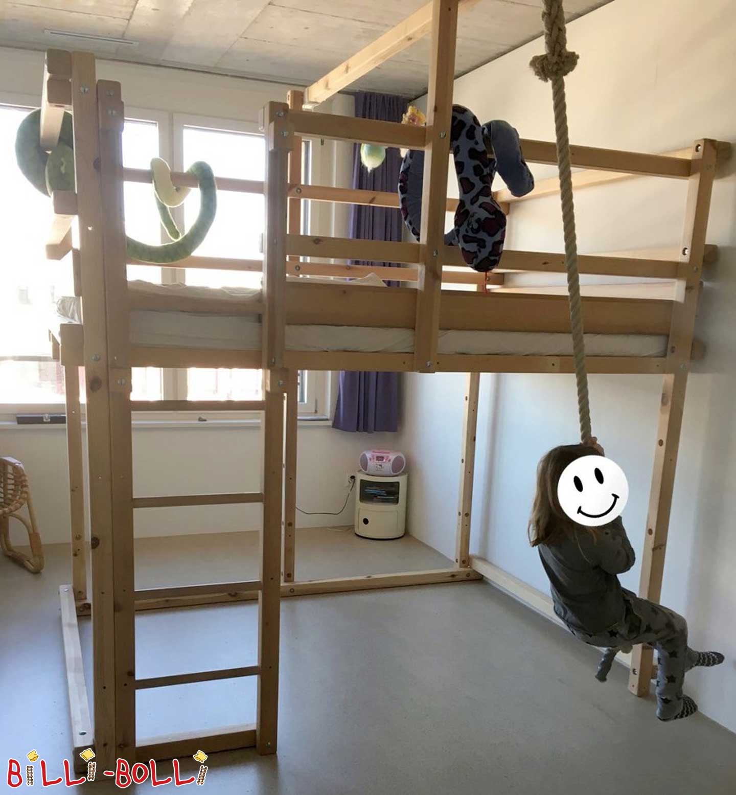 Loftseng vokser med barnet, 140 x 200 cm, furu ubehandlet (Kategori: Loft seng brukt)