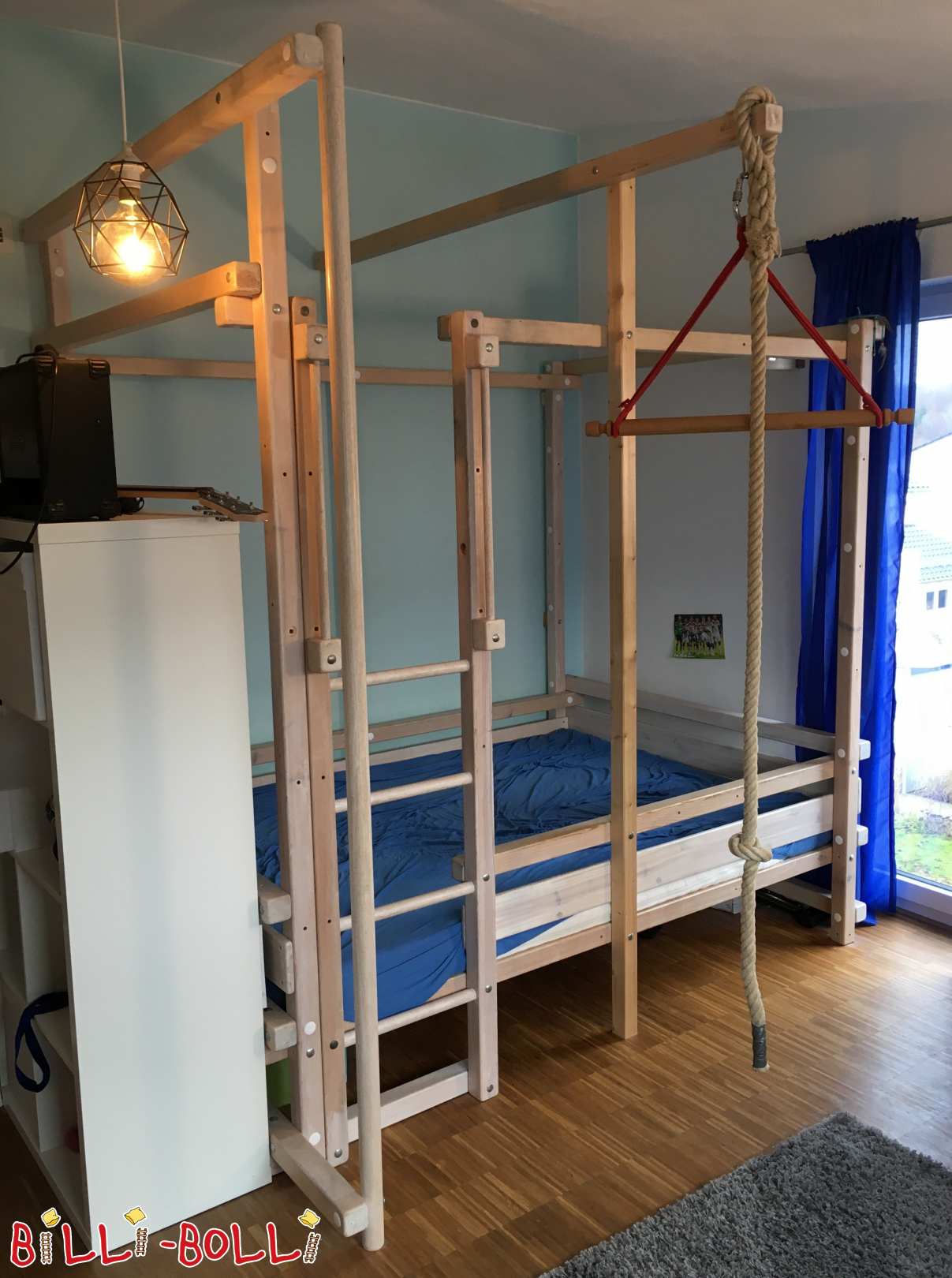 Podkrovní postel rostoucí s dítětem, 140 x 200 cm, borovice neošetřená (Kategorie: Použitá podkrovní postel)