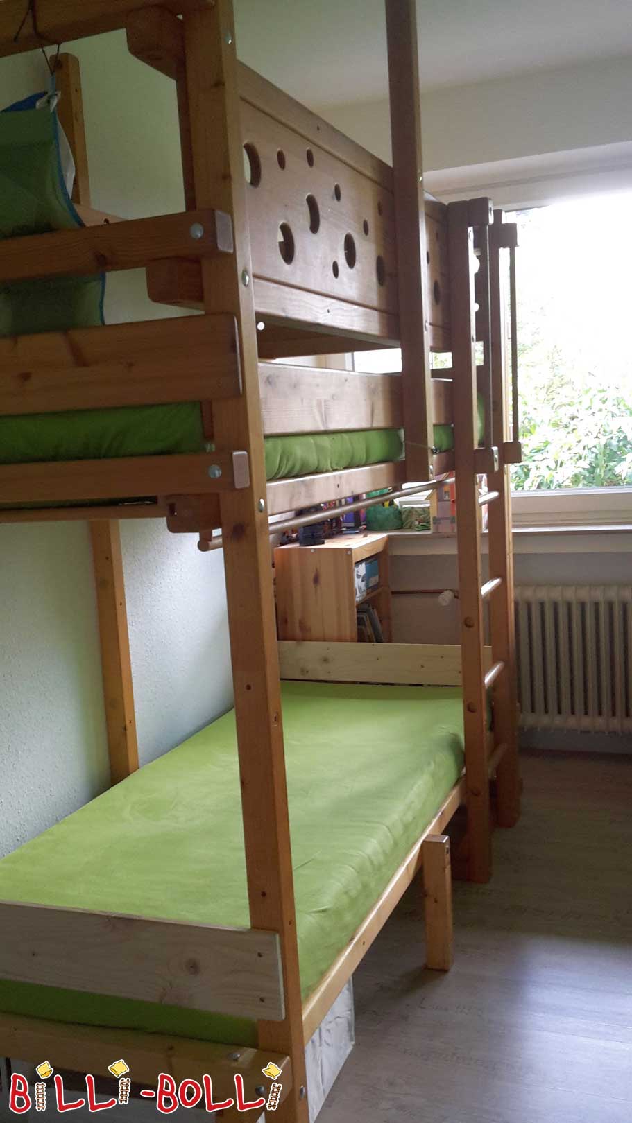 Loftbett, dat mat Iech wiisst, 80 x 200 cm, geölt-wachseg Fiicht (Kategorie: Loft Bett néideg)