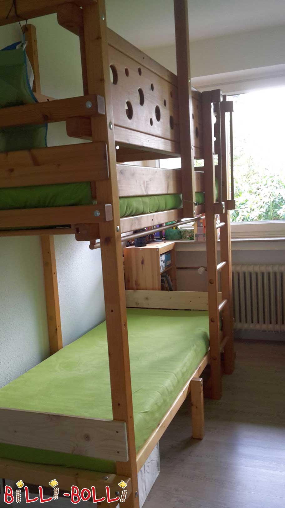 Loft bed growing with the child, 80 x 200 cm, oiled-waxed spruce (Category: second hand loft bed)