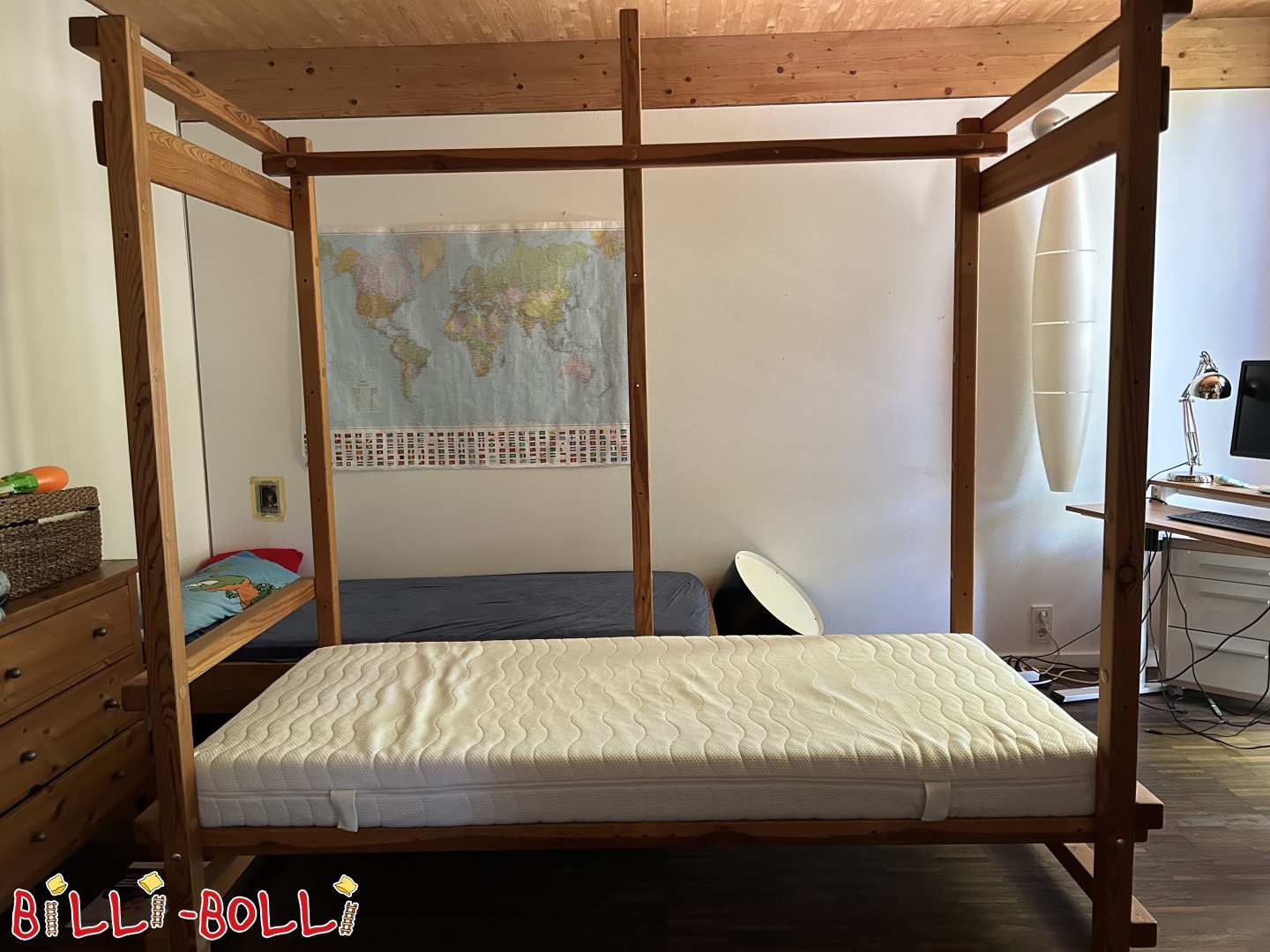 Loft bed growing 90x200 with oil wax treatment (Category: Loft Bed Adjustable by Age pre-owned)