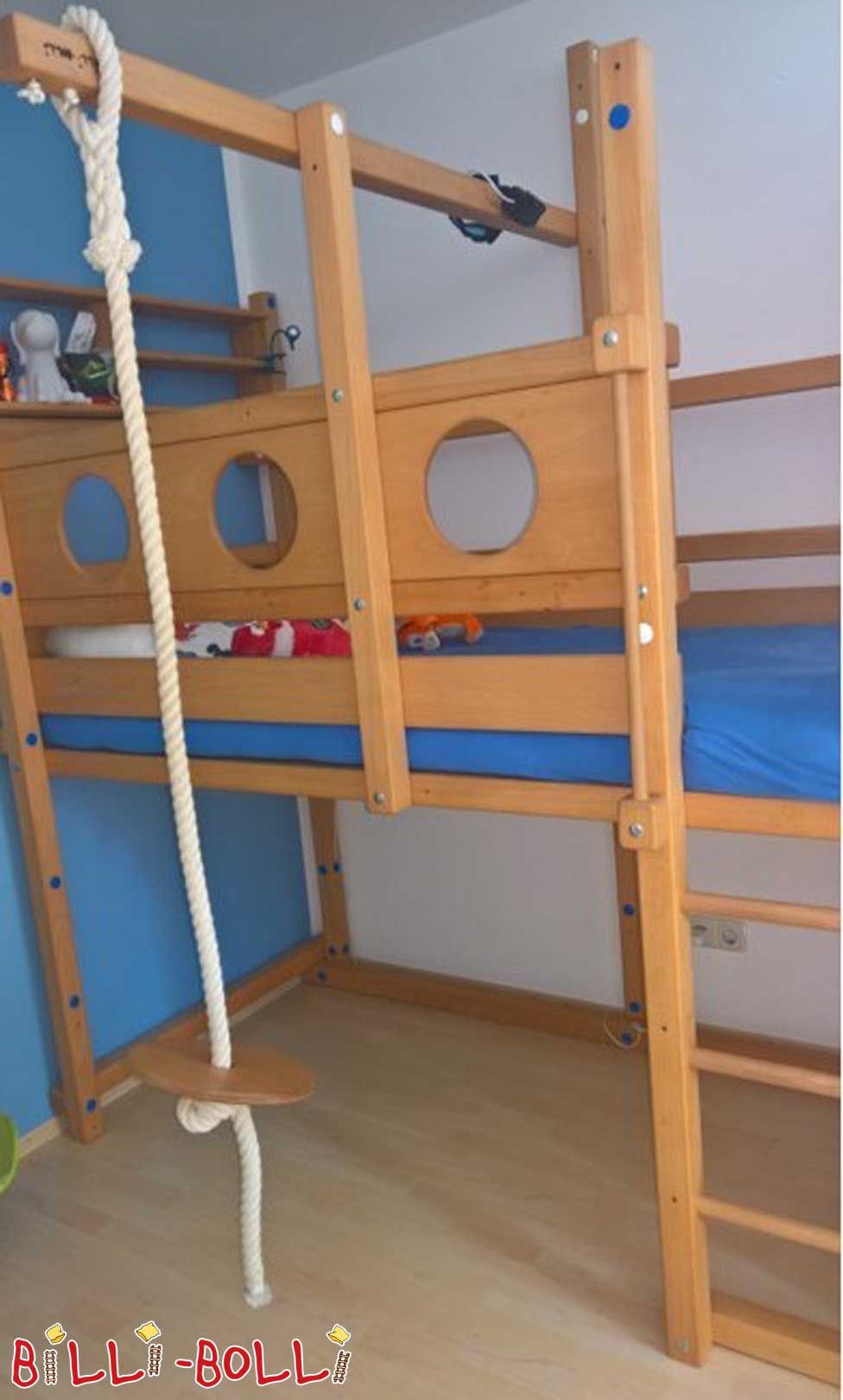 Krevet u potkrovlju koji raste s djetetom, 90 x 200 cm, bukva nauljena voskom (Kategorija: Korišten krevet u potkrovlju)