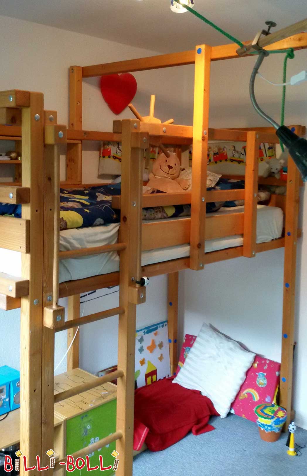 Loft bed that grows with the child, 90 x 200 cm, beech, oiled-waxed (Category: second hand loft bed)