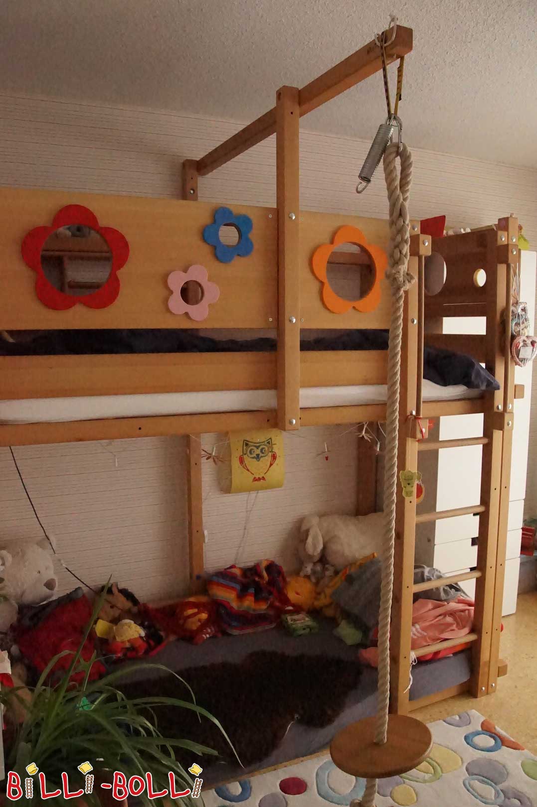 Loft bed growing with the child, 90 x 200 cm, oiled-waxed beech (Category: second hand loft bed)