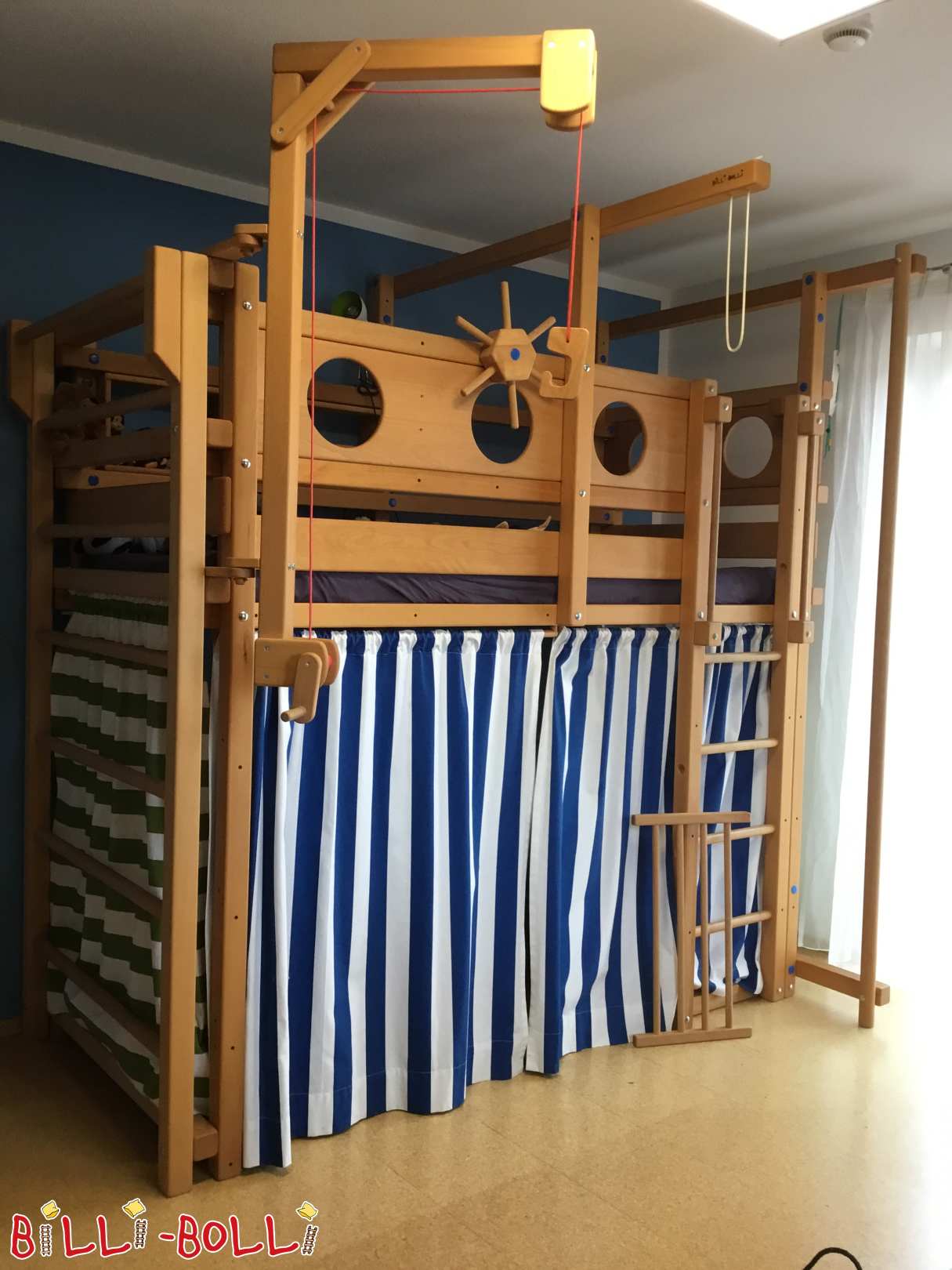 Loft bed growing with the child, 90 x 200 cm, oiled-waxed beech (Category: Loft Bed Adjustable by Age pre-owned)