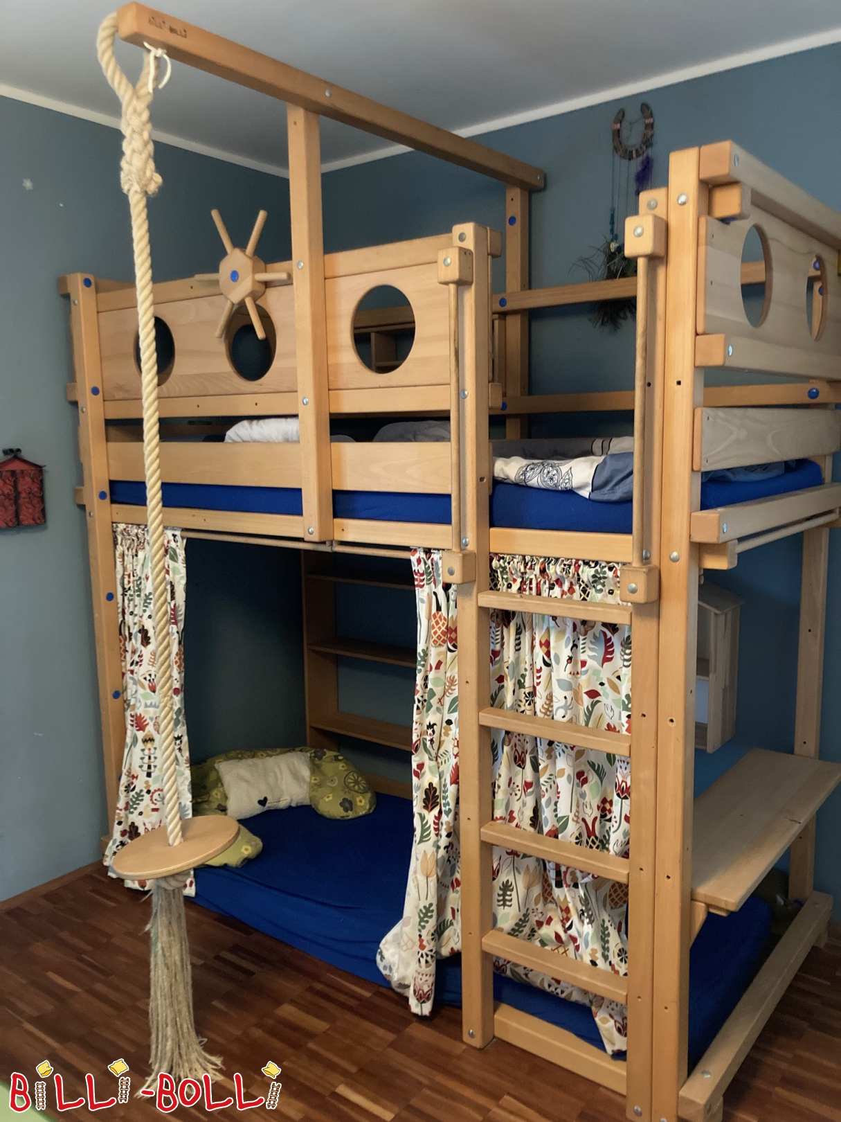 Loft bed that grows with the child, 90 x 200 cm, beech with oil wax treatment (Category: Loft Bed Adjustable by Age pre-owned)