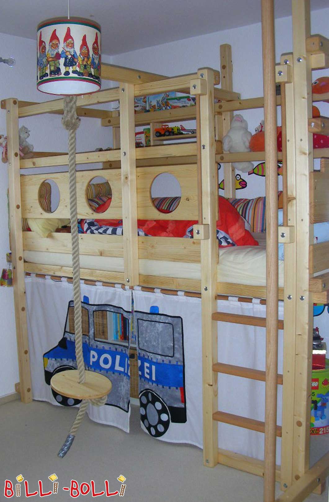 Loft bed growing with the child, 90 x 200 cm, oiled spruce - waxed (Category: second hand loft bed)
