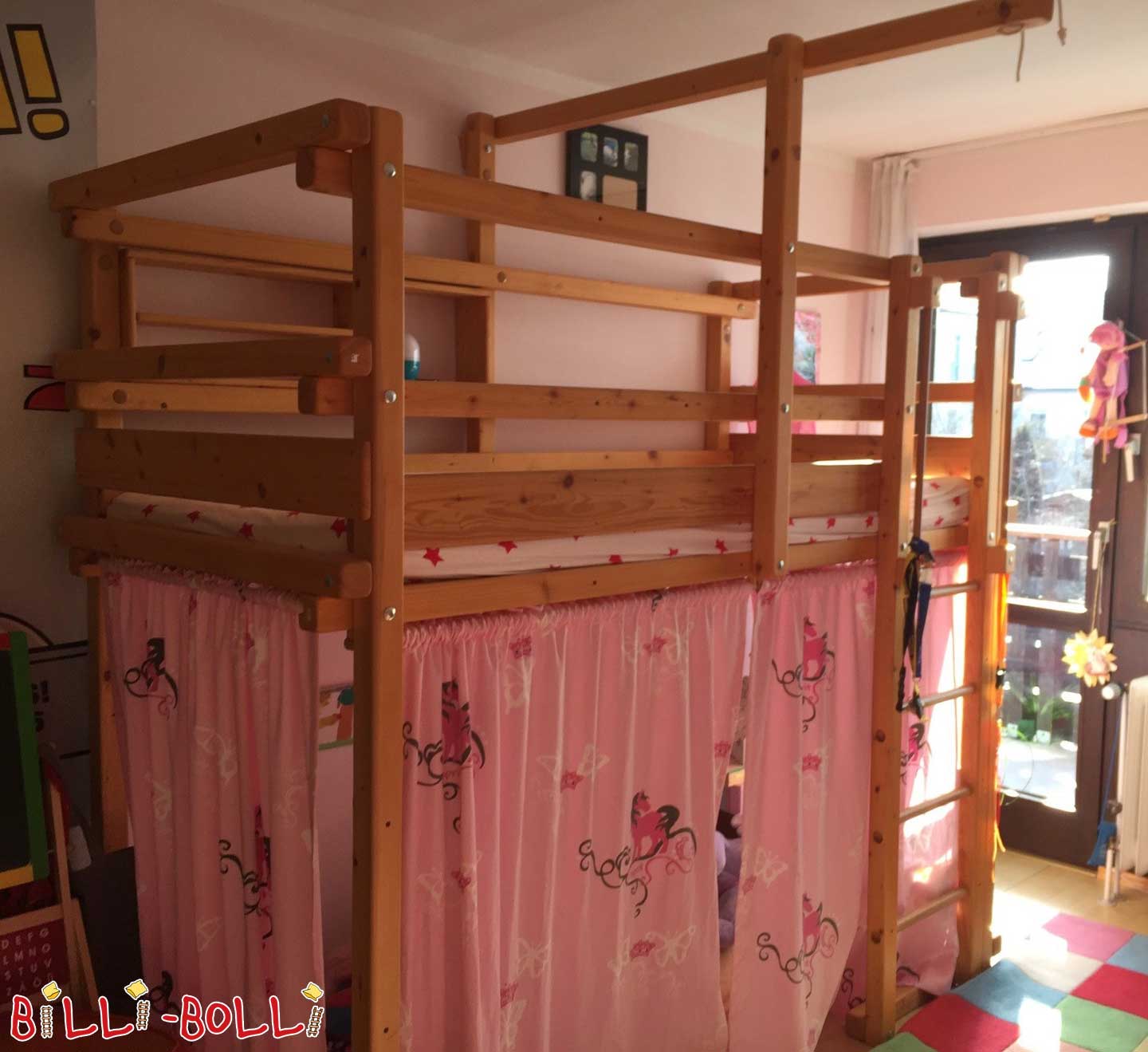 Loft bed growing with the child, 90 x 200 cm, oiled-waxed spruce (Category: second hand loft bed)