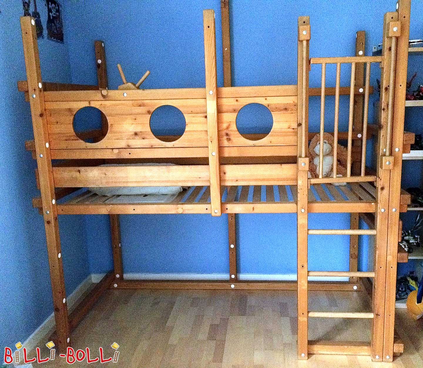 Loftbett, dat mat Iech wiisst, 90 x 200 cm, geölt-wachseg Fiicht (Kategorie: Loft Bett néideg)