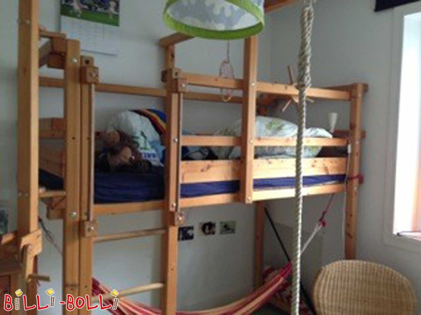 Loftbett, dat mat Iech wiisst, 90 x 200 cm, geölt-wachseg Fiicht (Kategorie: Loft Bett néideg)