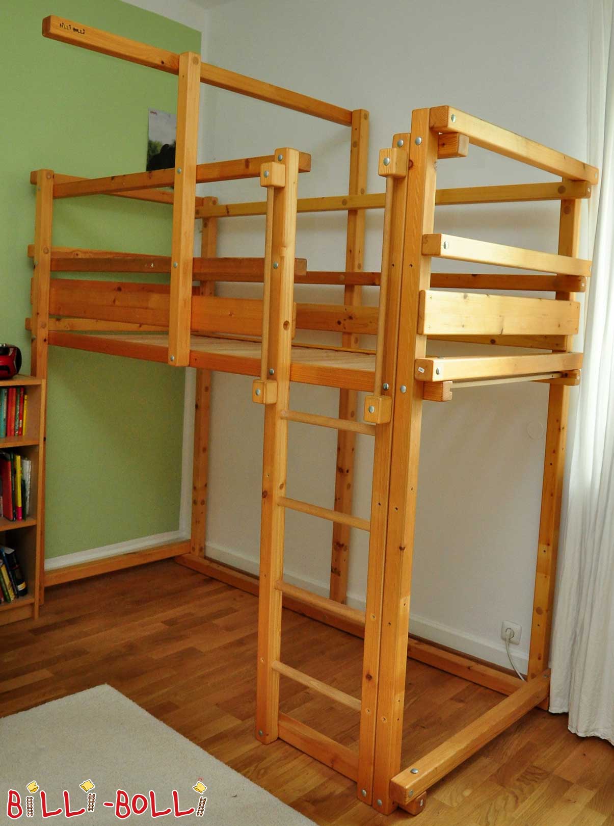 Loft bed growing with the child, 90 x 200 cm, oiled-waxed spruce (Category: second hand loft bed)