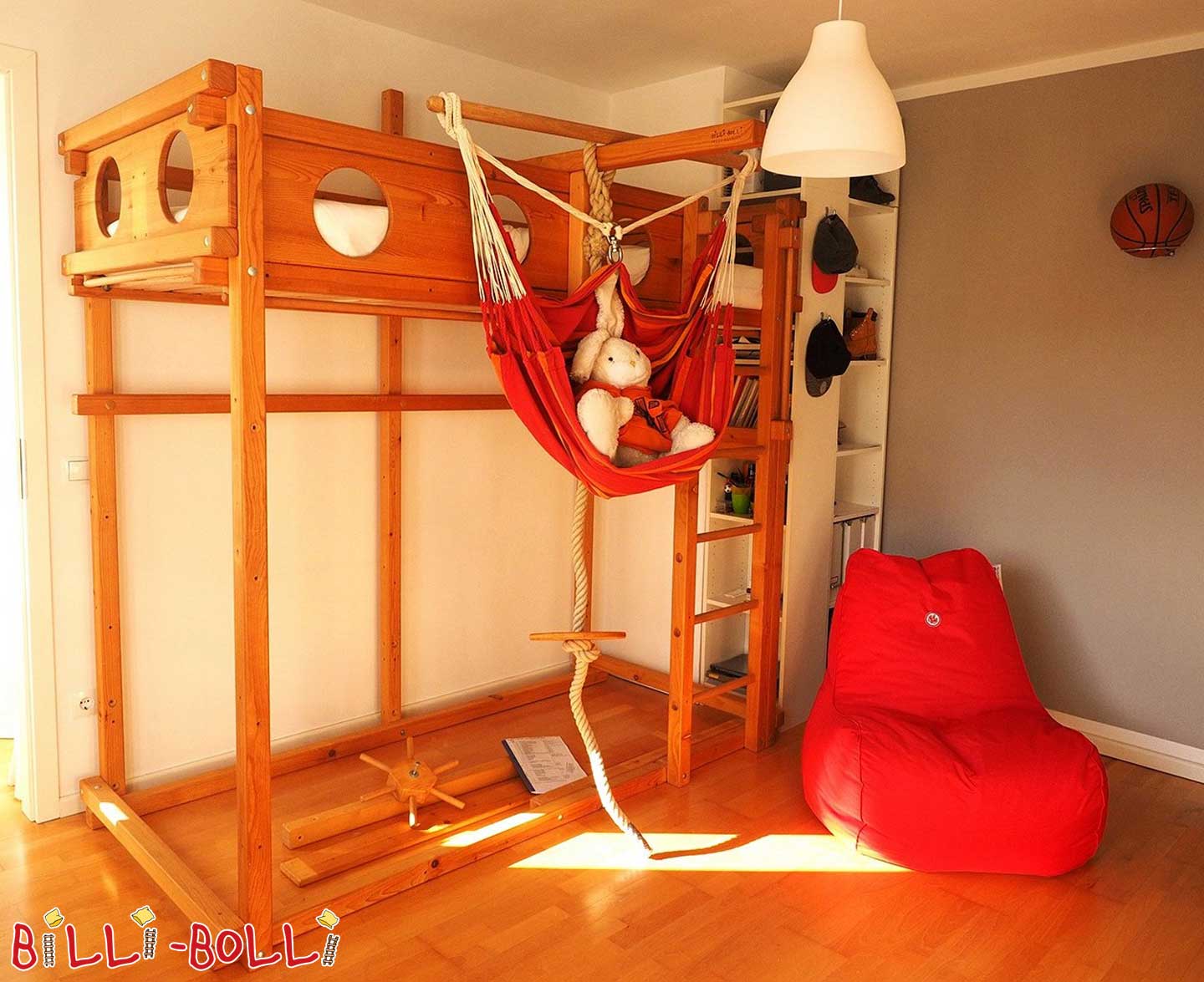 Loft bed growing with the child, 90 x 200 cm, oiled-waxed spruce (Category: second hand loft bed)