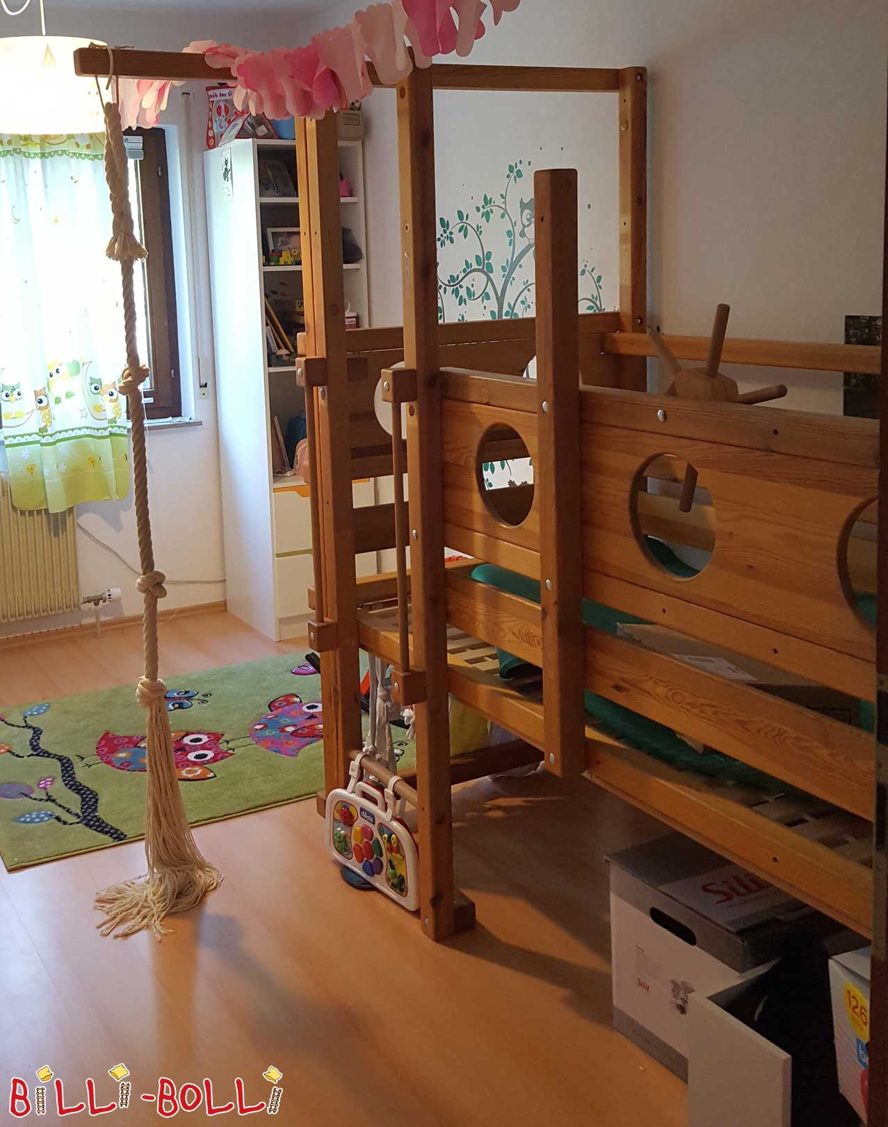 Cama alta que crece con el niño, 90 x 200 cm, pino encerado aceitado (Categoría: cama alta segunda mano)