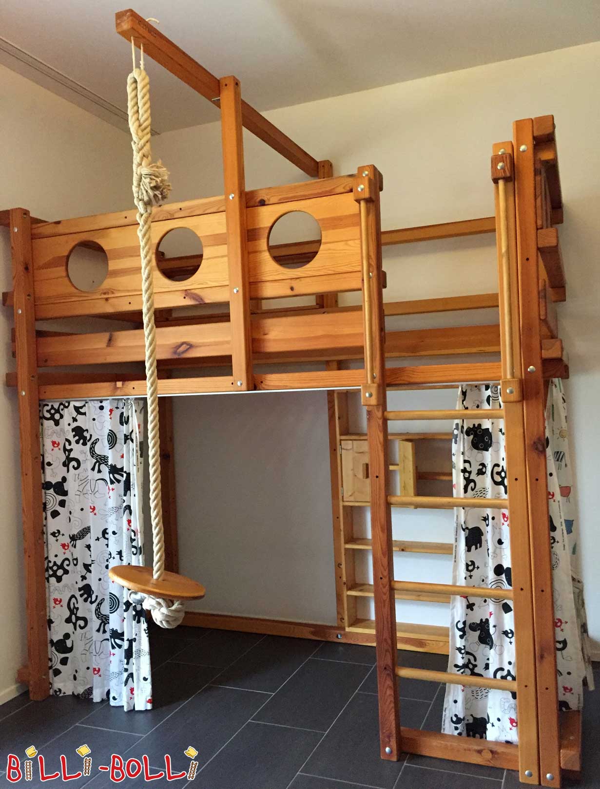 Loft bed growing with the child, 90 x 200 cm, oiled-waxed pine (Category: second hand loft bed)