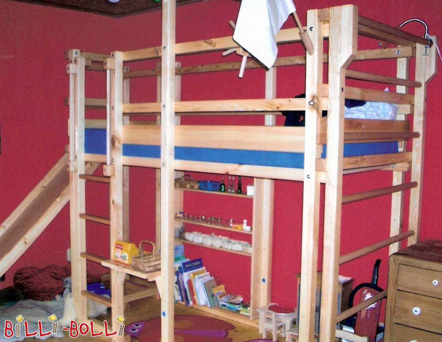 Loft bed, growing with you, 90 x 200 cm, pine oiled-waxed (Category: second hand loft bed)