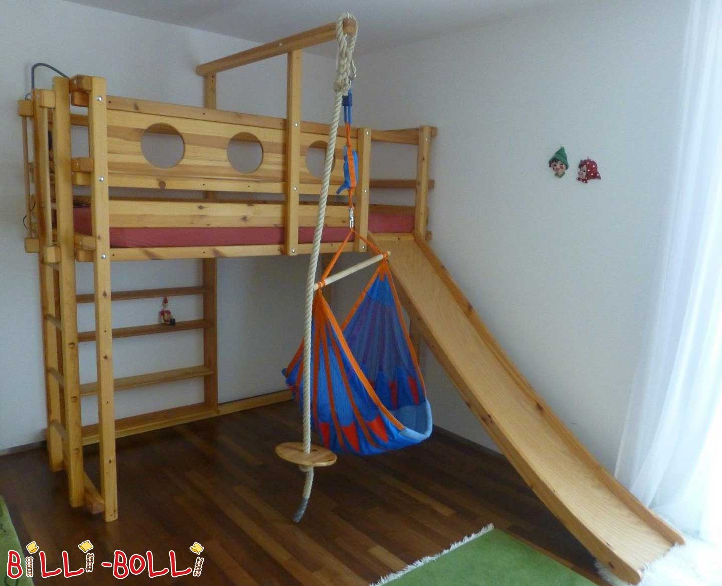 Loft bed, growing with you, 90 x 200 cm, pine oiled-waxed (Category: second hand loft bed)