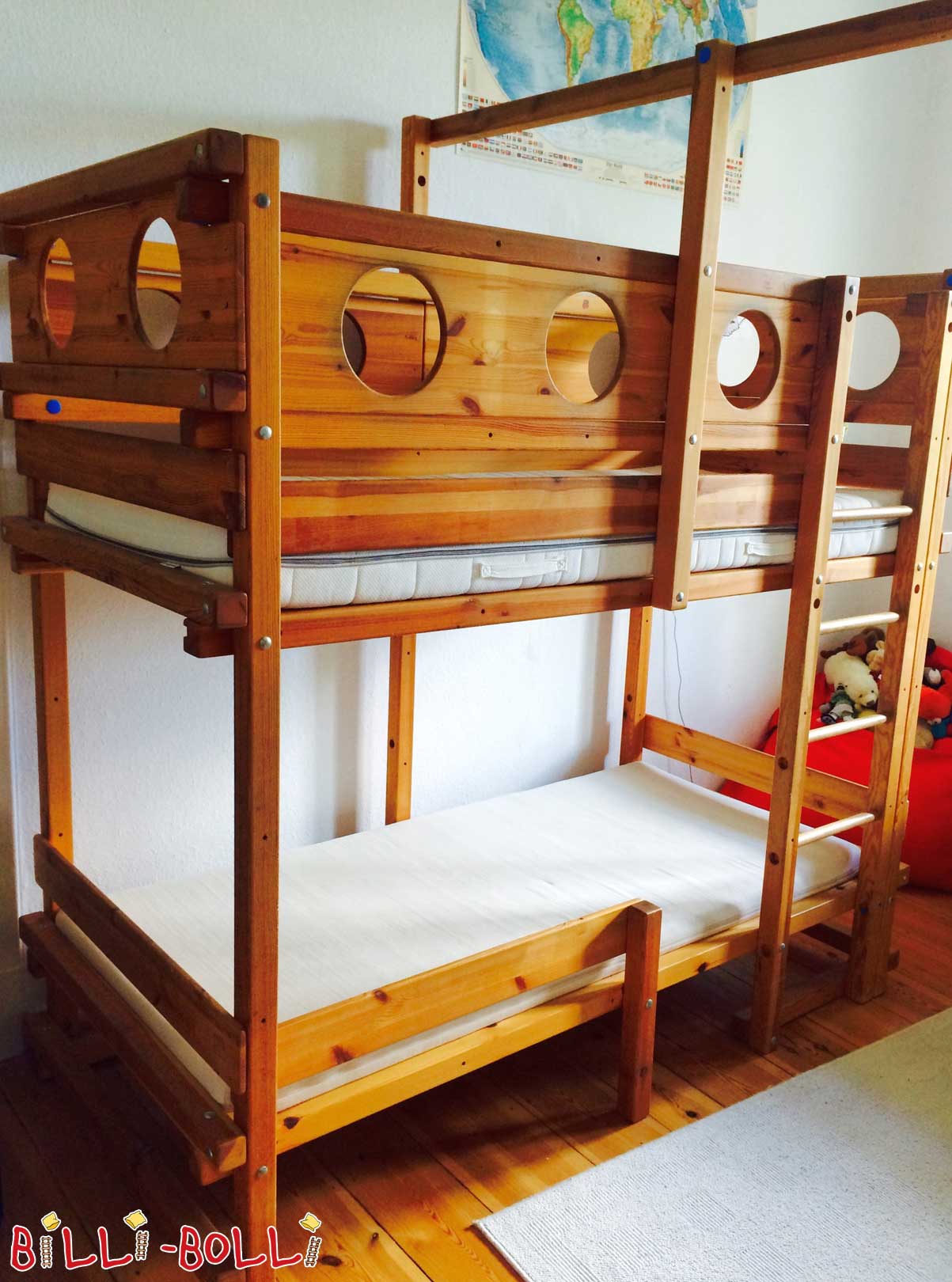 Loft bed growing with the child, 90 x 200 cm, oiled-waxed pine (Category: second hand loft bed)