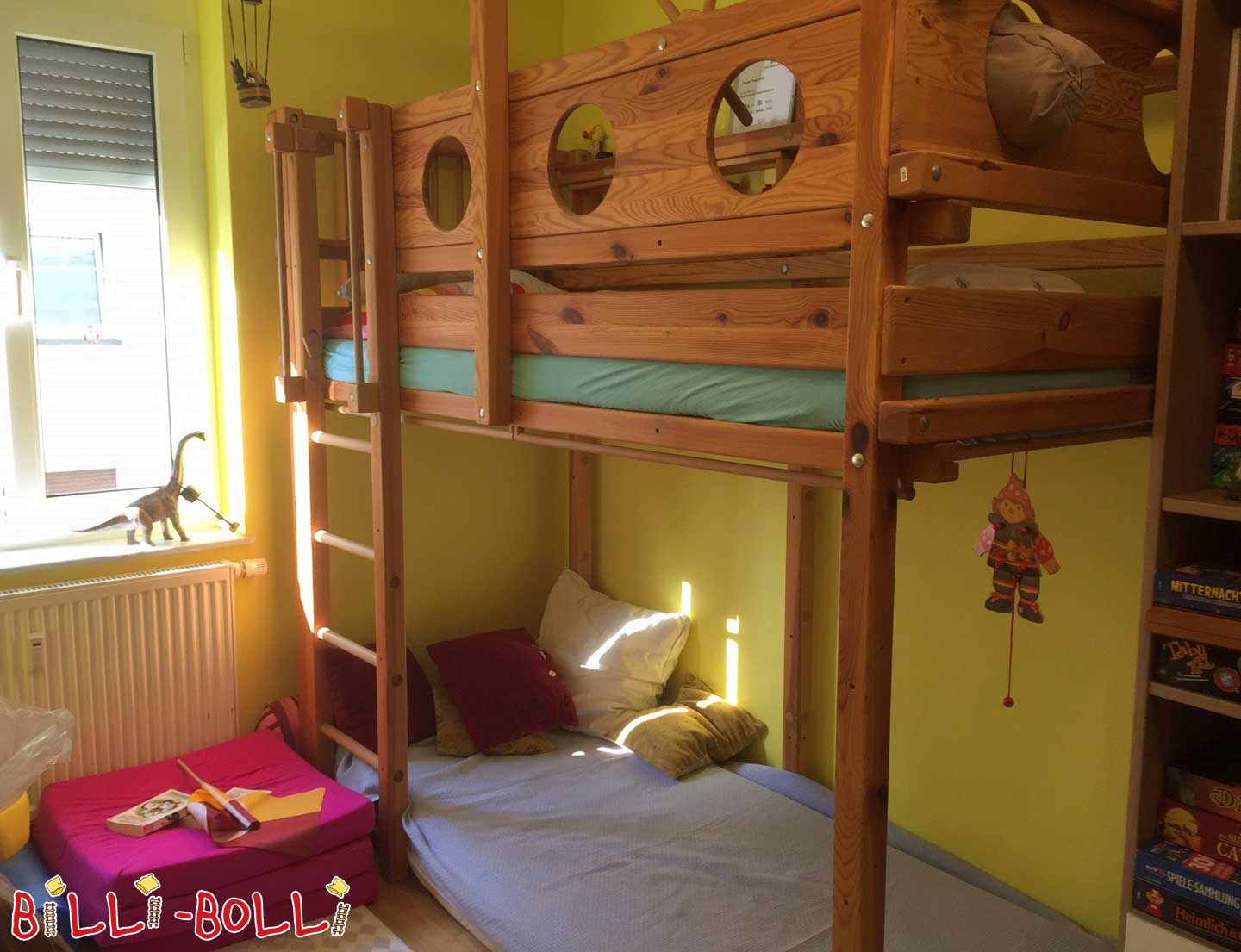 Loft bed growing with the child, 90 x 200 cm, oiled-waxed pine (Category: second hand loft bed)