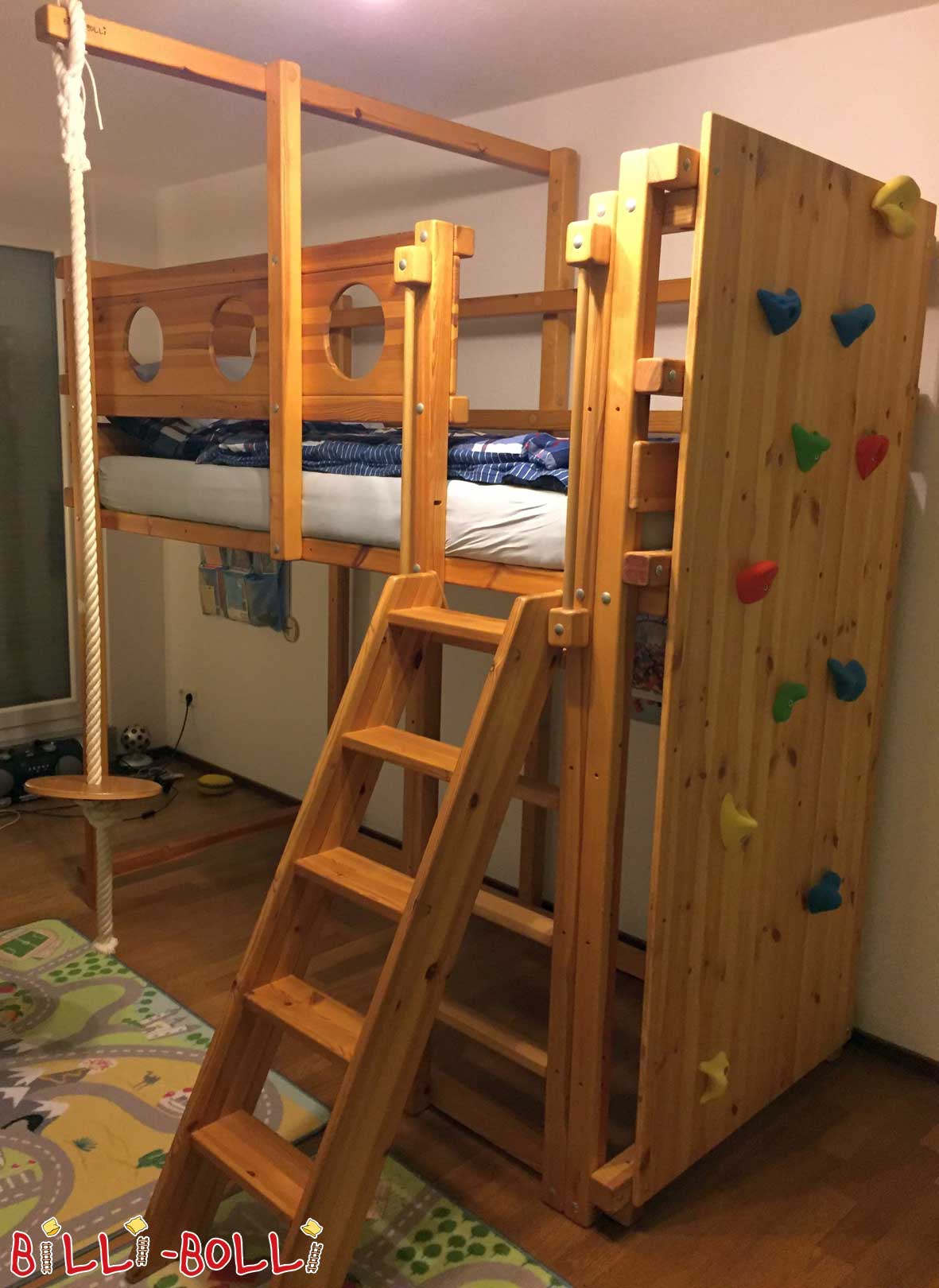 Palėpės lova, auganti su vaiku, 90 x 200 cm, alyvuota vaškuota pušis (Kategorija: Naudojama palėpės lova)
