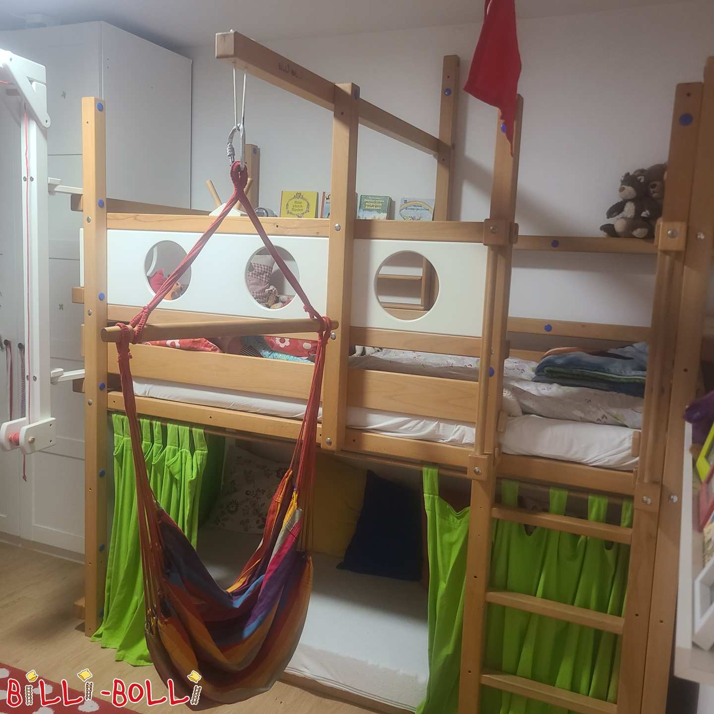 Pat supraetajat extensibil 90x200 cu accesorii, în stare foarte bună (Categorie: Pat supraetajat care crește odată cu copilul folosit)