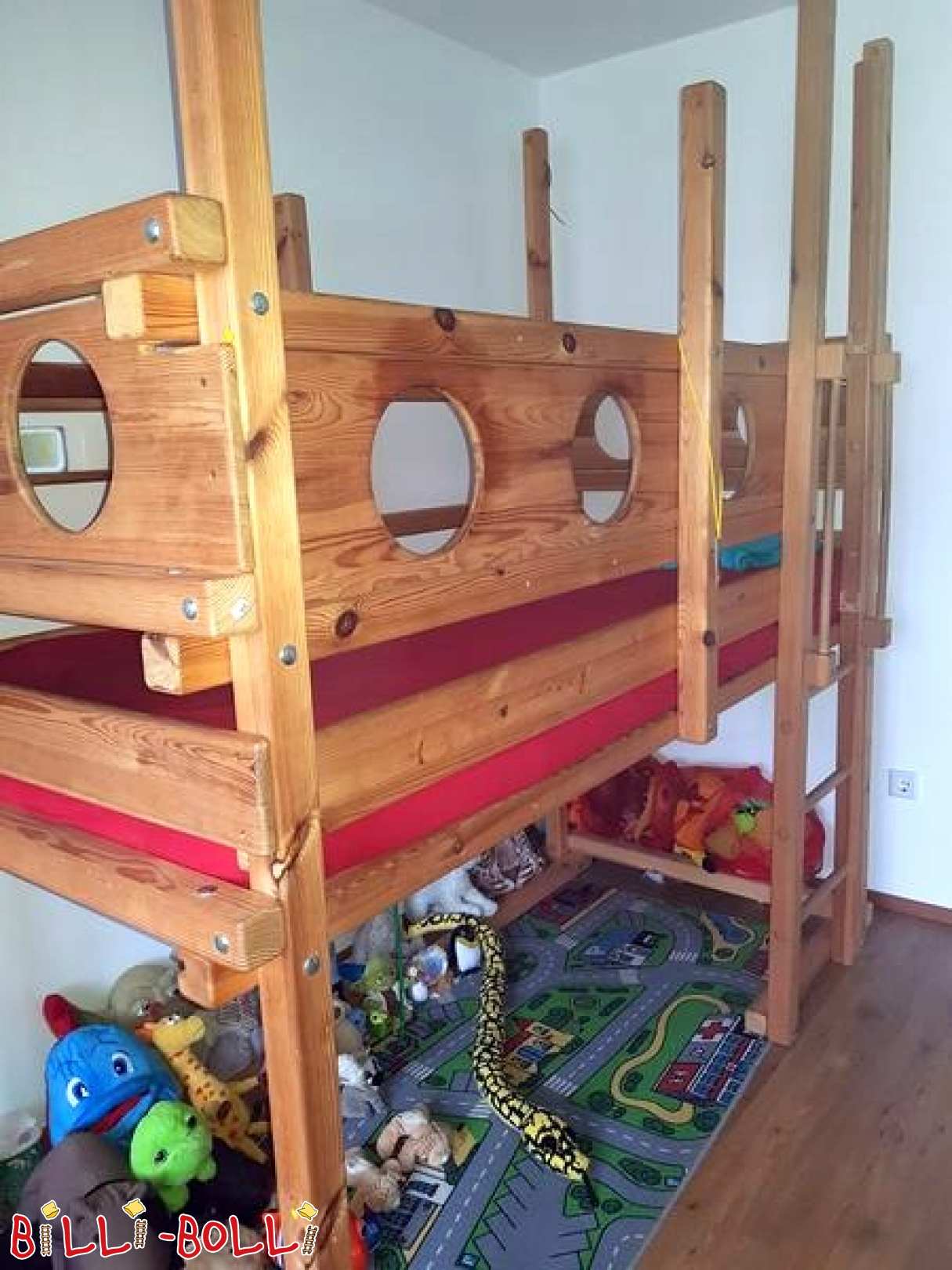 Loft bed growing, 90x200, pine untreated (Category: second hand loft bed)