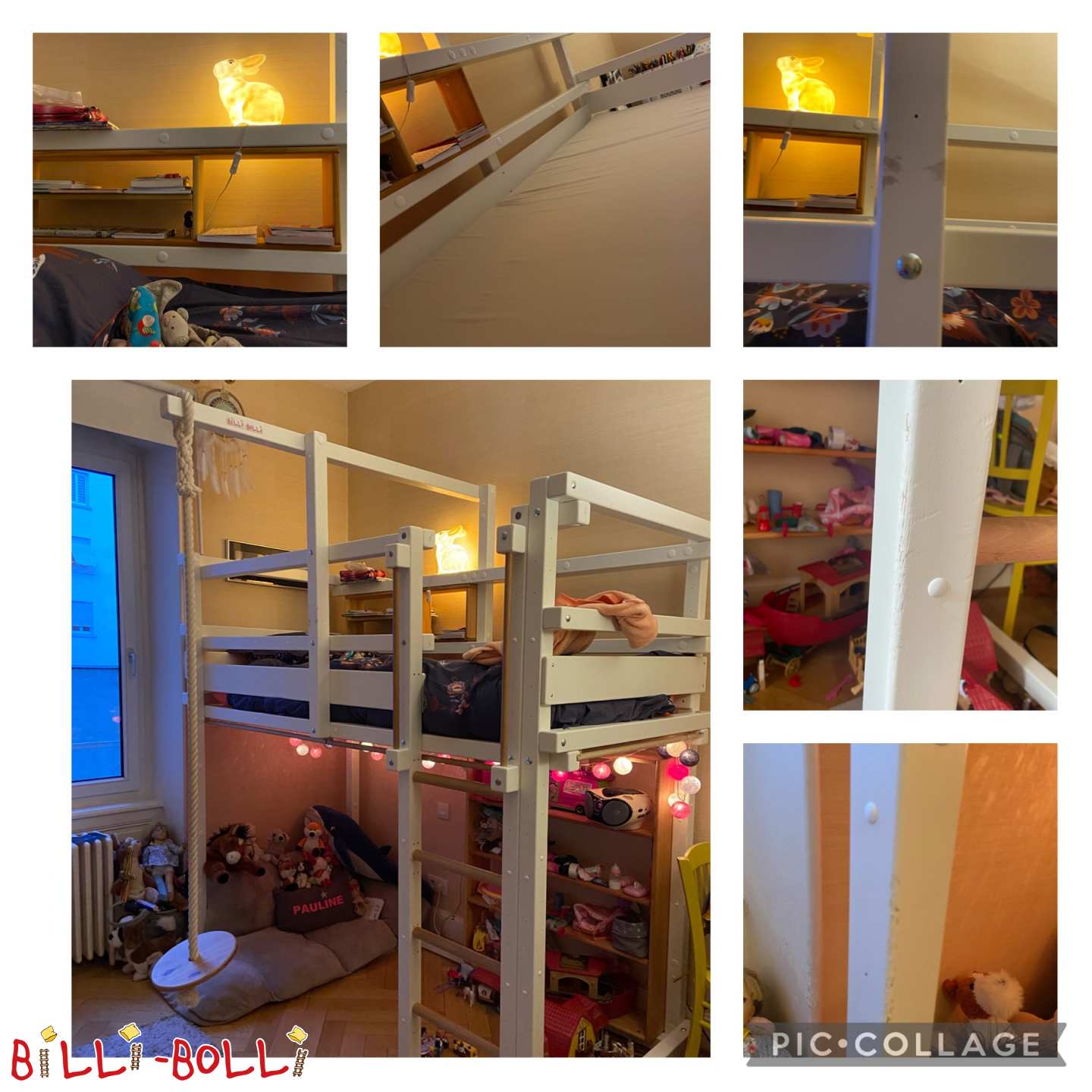 Loft bed that grows with the child 90x200, white lacquered pine (Category: Loft Bed Adjustable by Age pre-owned)