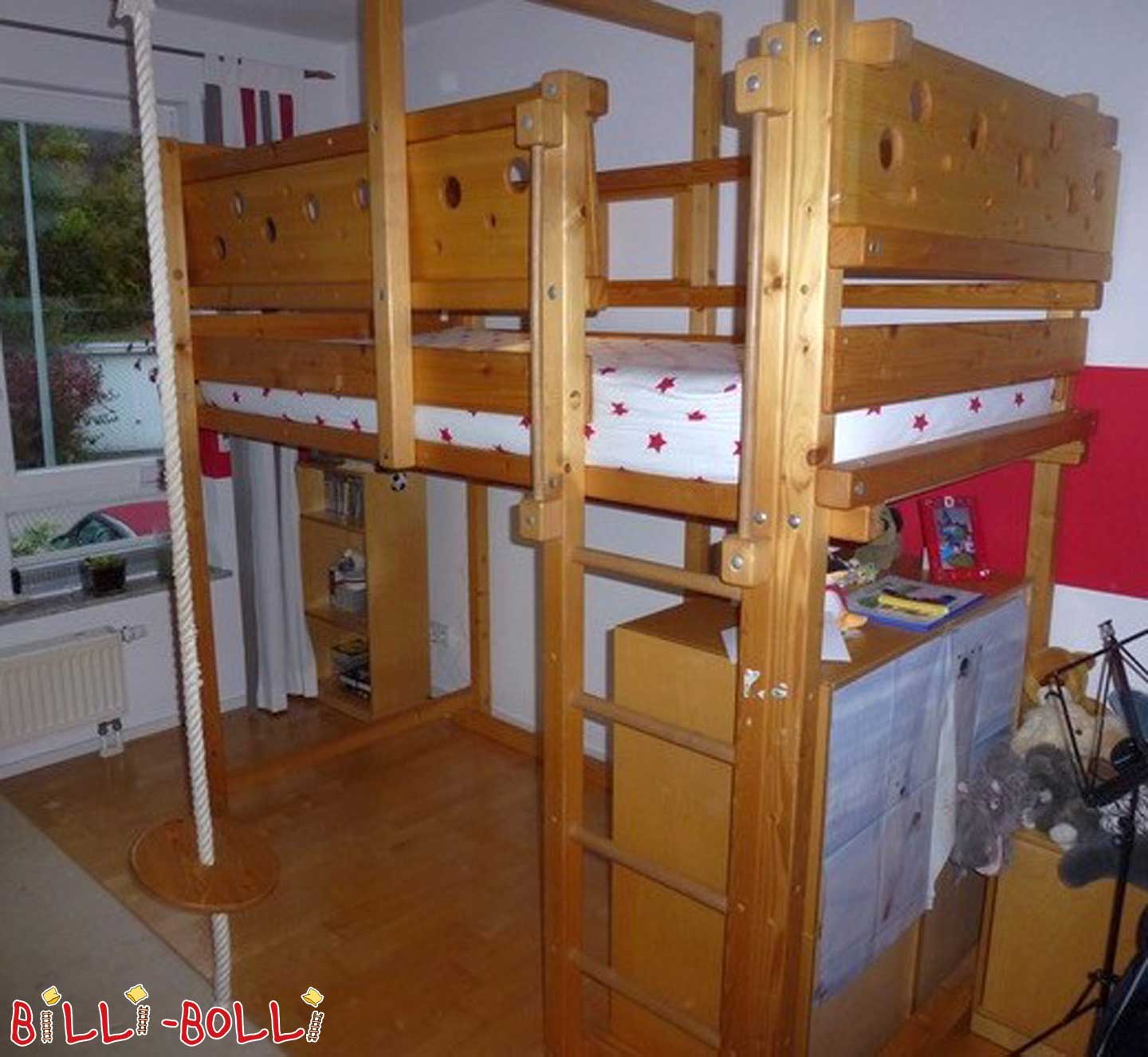 Loft bed growing with the child made of spruce, 100 x 200 cm (Category: second hand loft bed)