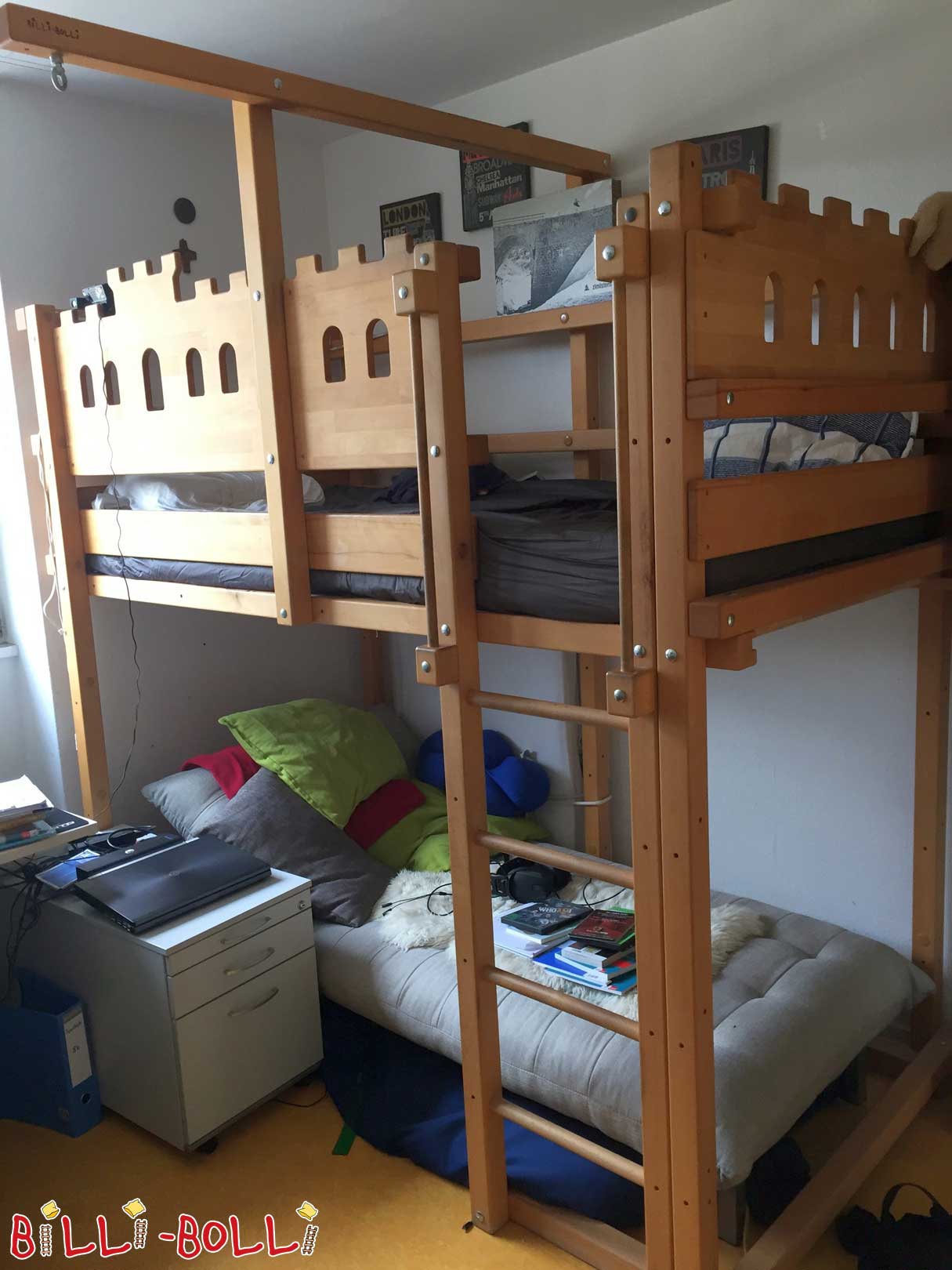 Podkrovní postel rostoucí s dítětem, buk, olejovaný vosk (Kategorie: Použité podkrovní postele)
