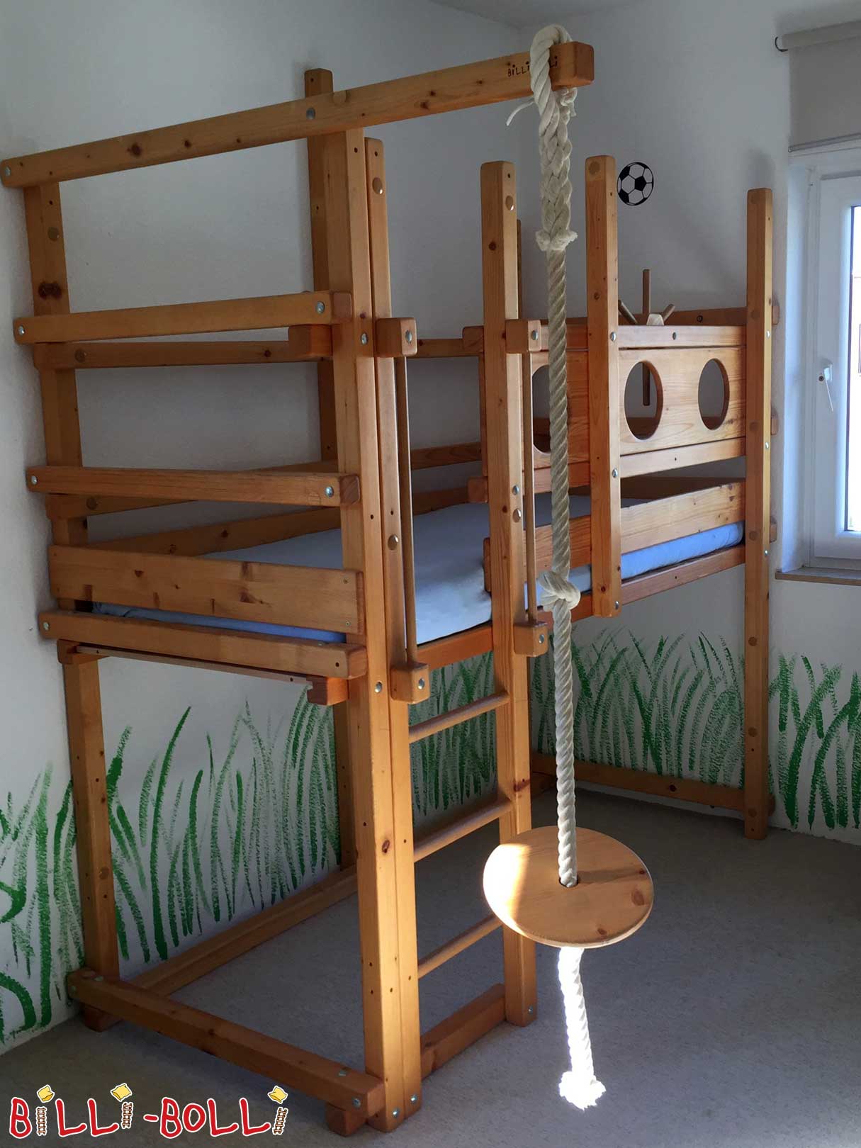 Łóżko na poddaszu rosnące z dzieckiem, świerk olejowany, 80 x 190 cm (Kategoria: Używane łóżko na poddaszu)