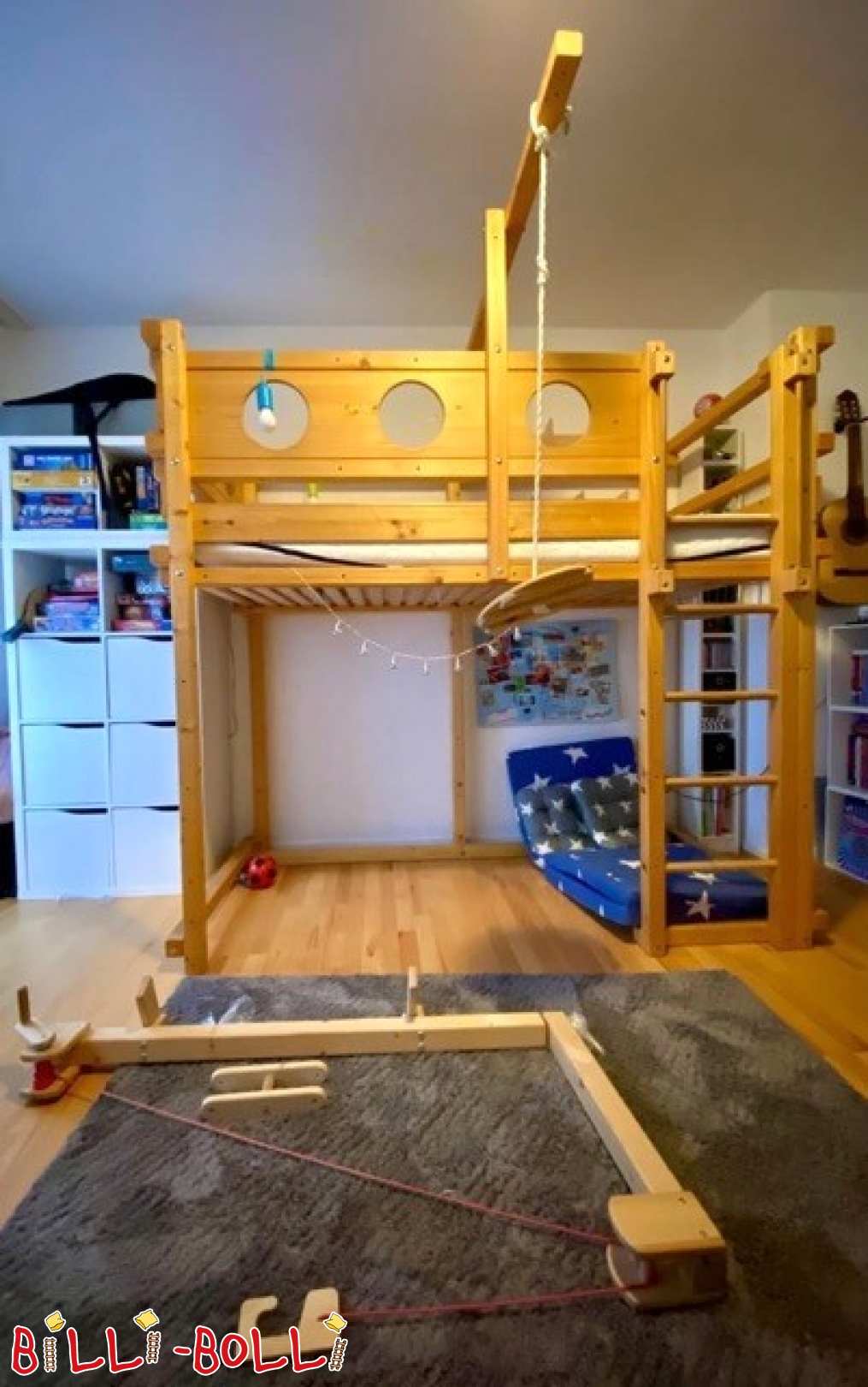 Loftseng vokser med barnet, granolie-voksbehandlet, 90x200 cm (Kategori: Højseng brugt)