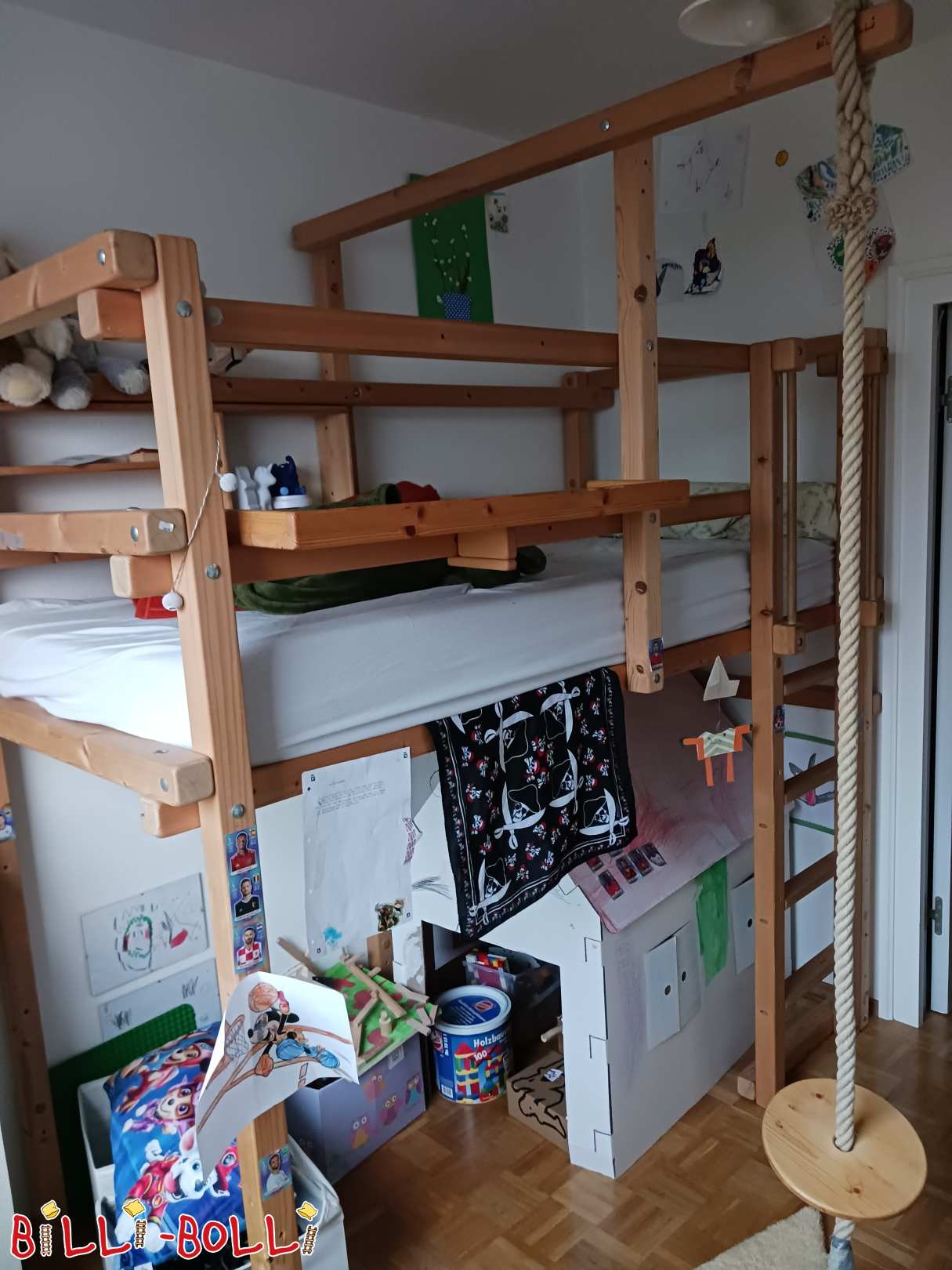 Tetőtéri ágy növekszik a gyermekkel, lucfenyő kezeletlen 90x200 (Kategória: Tetőtéri ágy nő a gyermekkel használt)