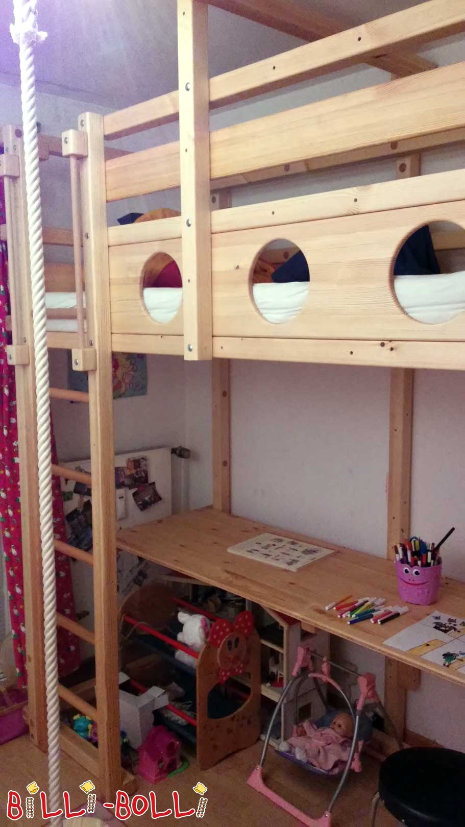 Loft bed growing in pine oiled-waxed (Category: second hand loft bed)